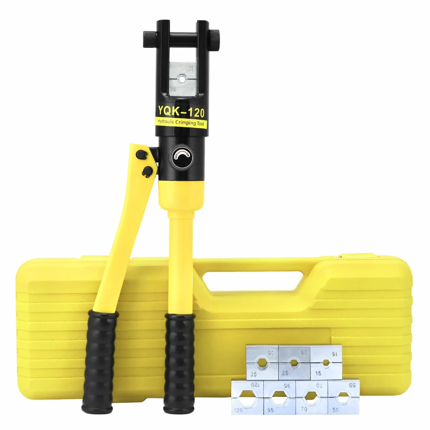 QWORK Crimpadora Hidráulica 12T, Trazo 12mm, 8 Matrices 10-120 mm²