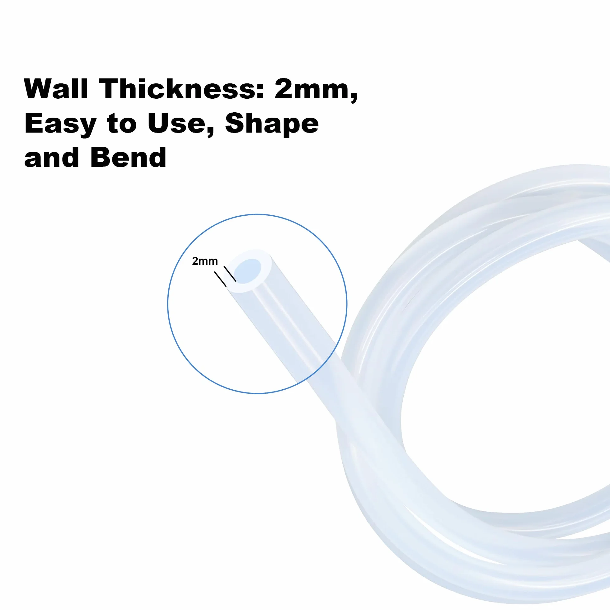 Manguera de silicona 10 mm ID x 14 mm OD 5 metros, calidad alimentaria, flexible transparente para agua y aire