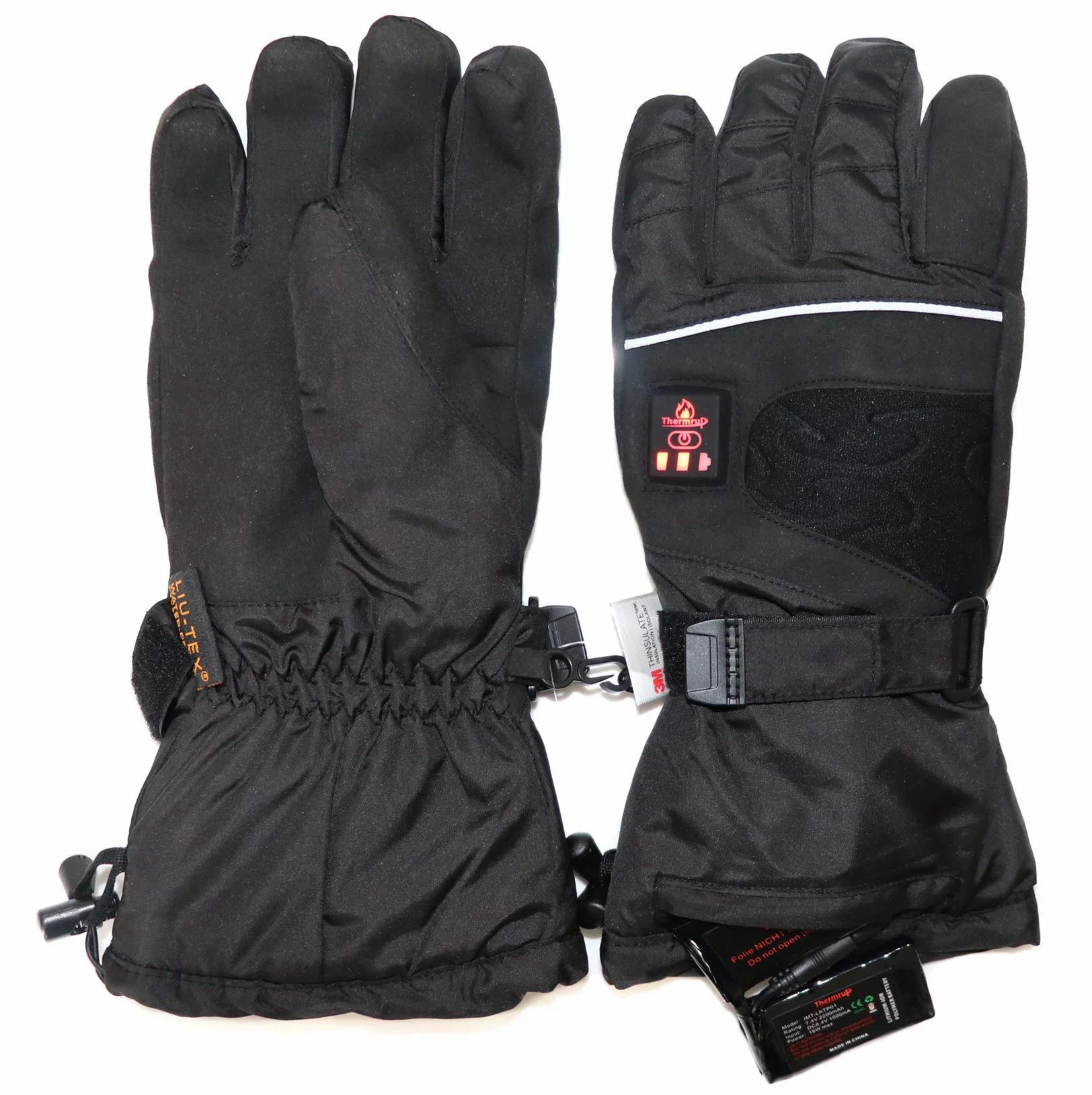 Thermrup Guantes térmicos Control de Temperatura de 4 Pasos, repelentes al Agua Transpirables con Thinsulate 3M, Funcionamiento con batería