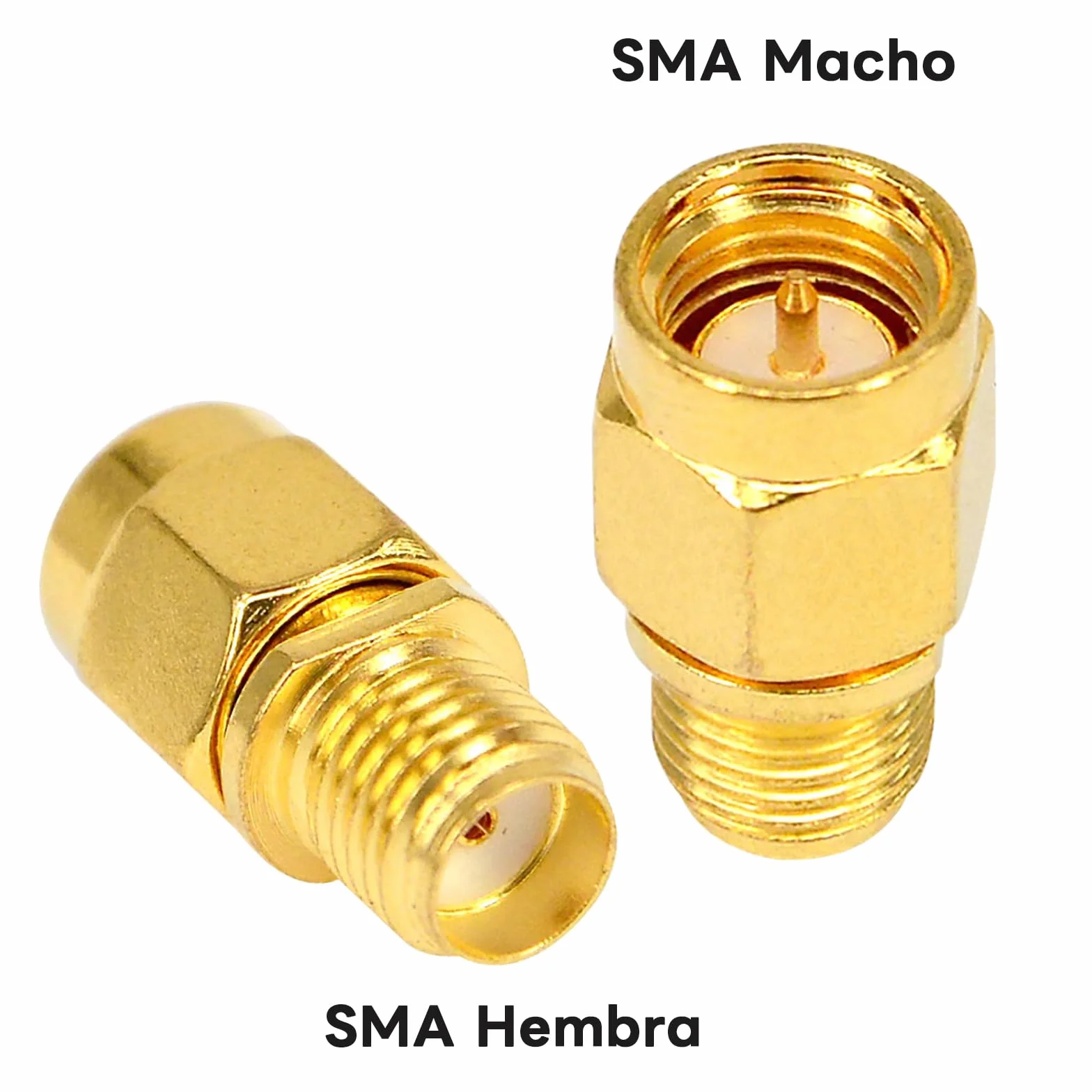 Adaptador SMA Macho a Hembra Conector Coaxial Antena WiFi Baja Pérdida para FPV Dron - Paquete de 2