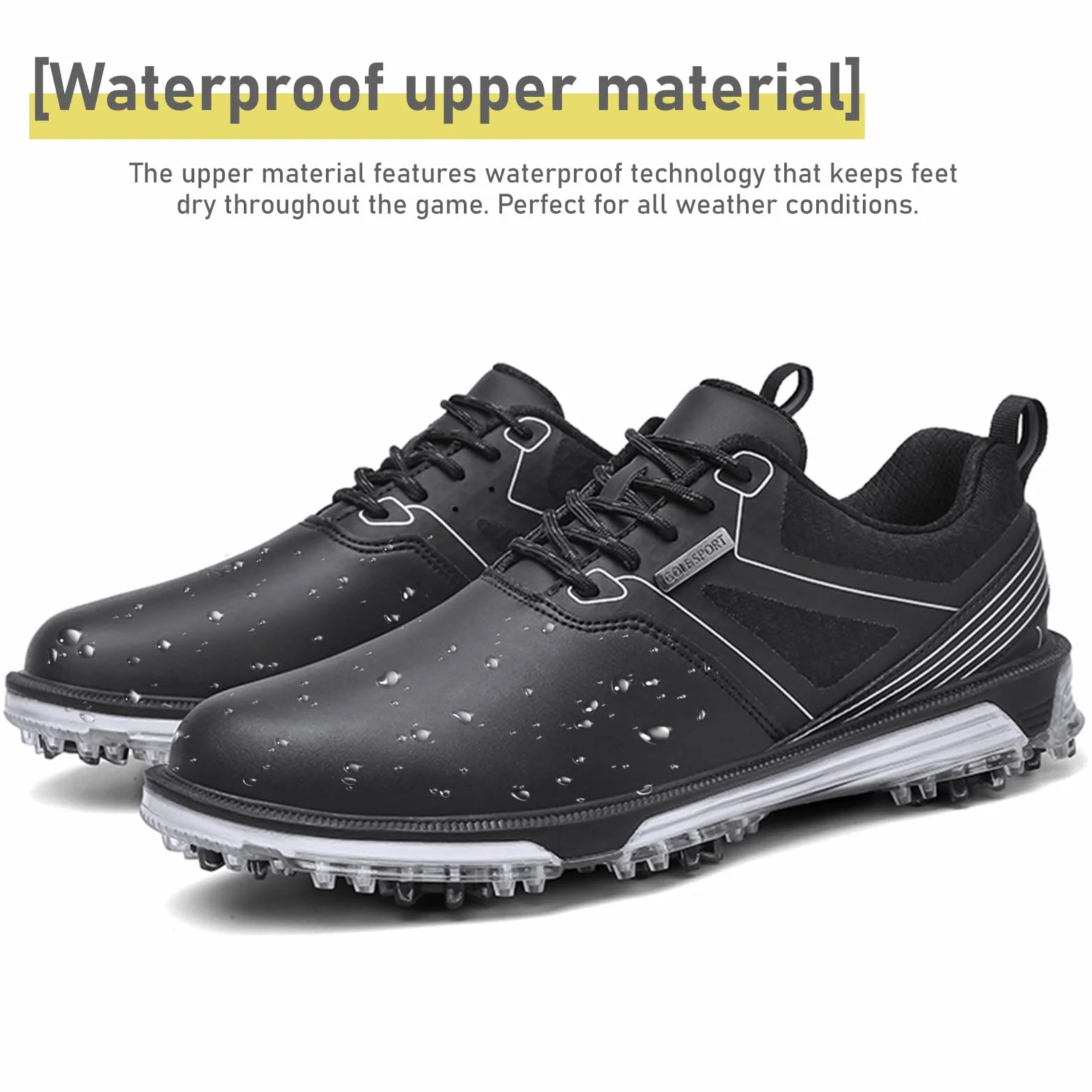 ULTIANT Zapatos de Golf para Hombre, Impermeables, Transpirables, Cordones, Zapatos de Entrenamiento