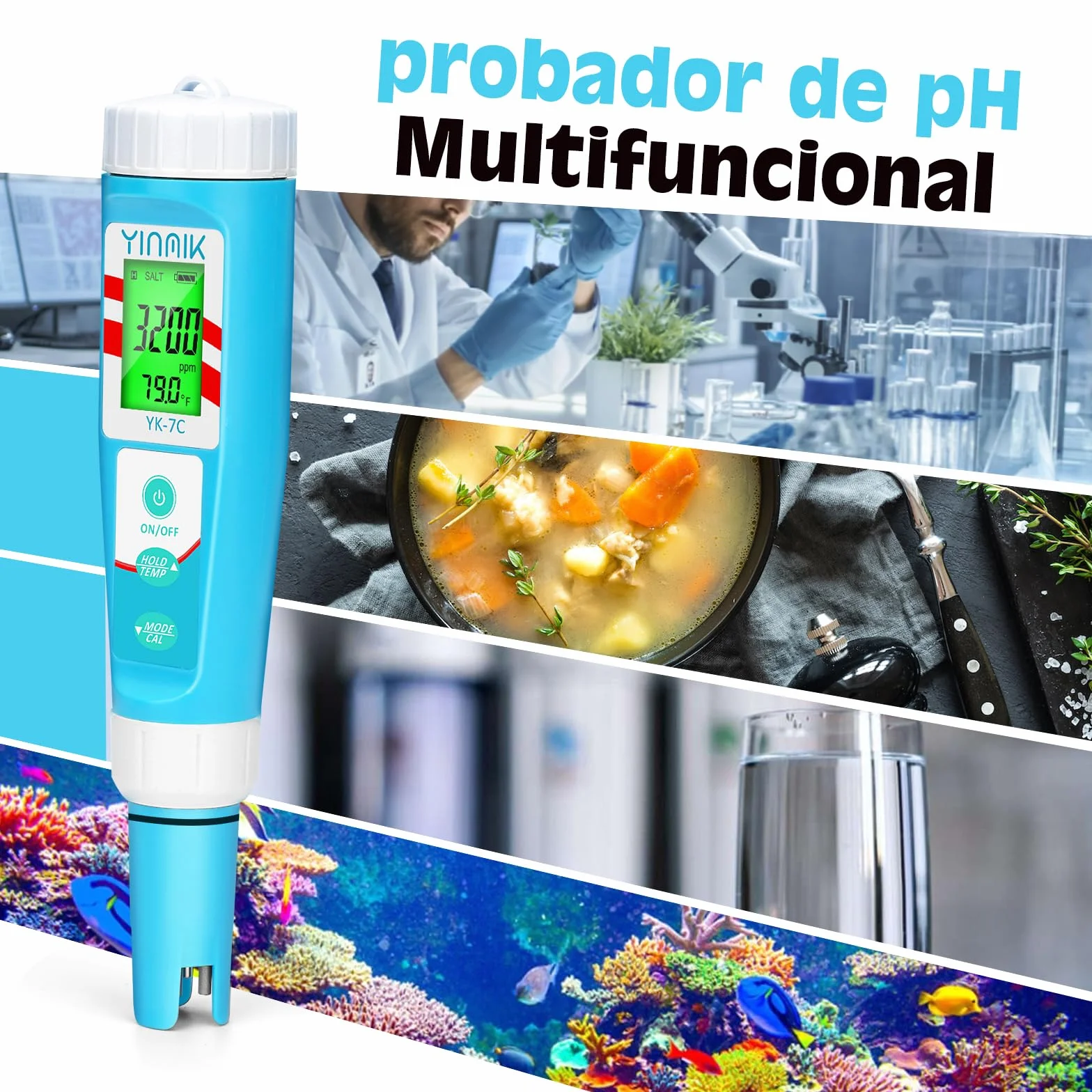 YINMIK Medidor Cloro Piscina Digital, Kit Cloro y pH para Piscina y Acuario