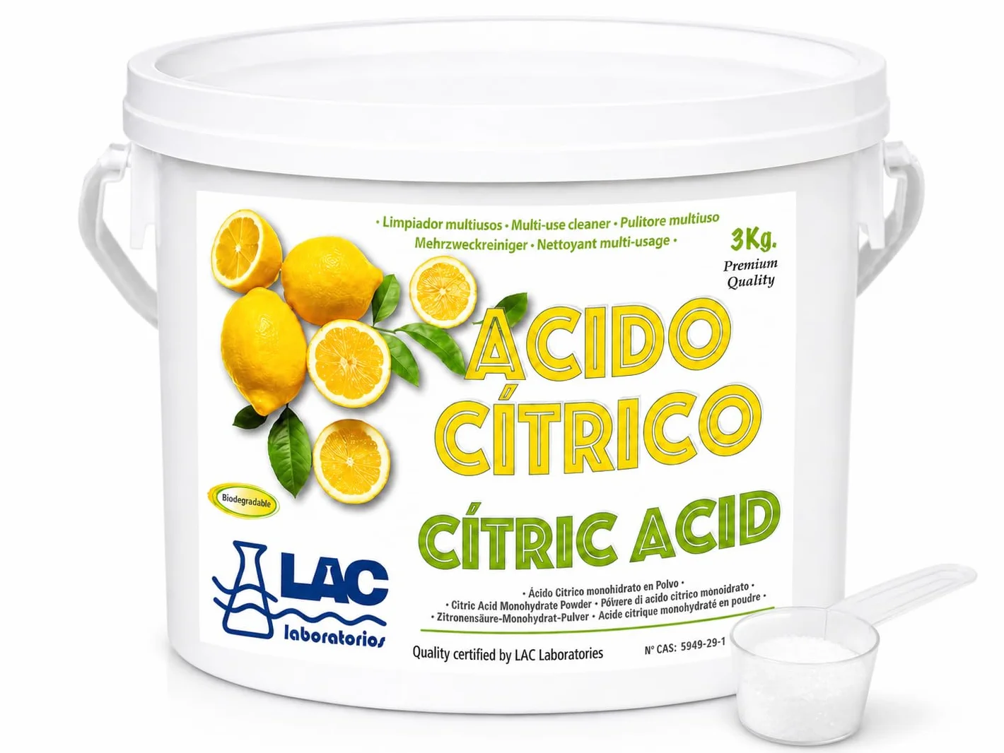 Ácido Cítrico Anhidro Natural 100% Puro 3 kg Laboratorios LAC - DIASA