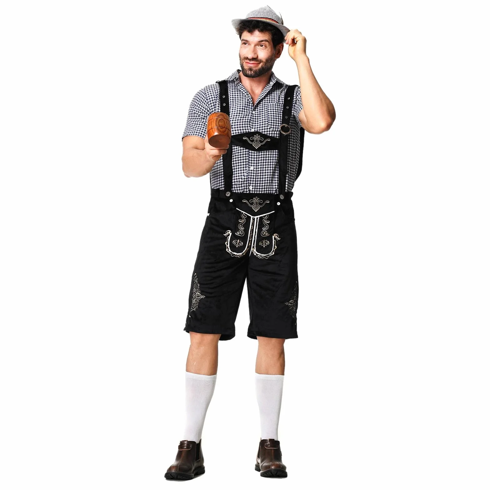 Pantalones de piel para hombre, Oktoberfest, traje de verano, incluye pantalones de chándal cortos, pantalones cortos de moto, pantalones bávaros, de piel, elegantes, para traje regional