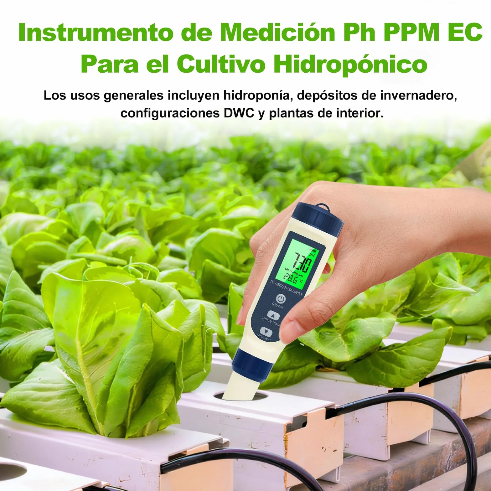 Pious Medidor PH 5 en 1 PH/TDS/CE/Salinidad/Termómetro con Pantalla LCD Alta Precisión para Hidropónica Piscinas