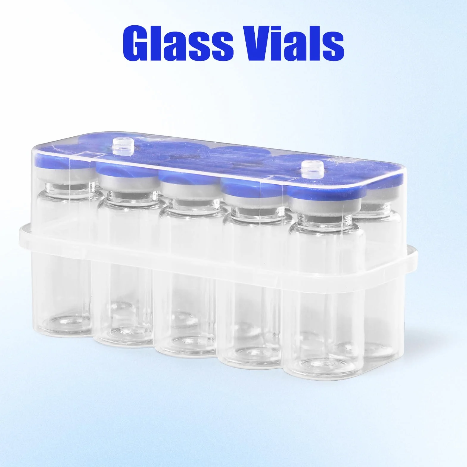 Viales de cristal estériles 2 ml con tapas y goma, envases de almacenamiento de muestras líquidas (50 unidades)