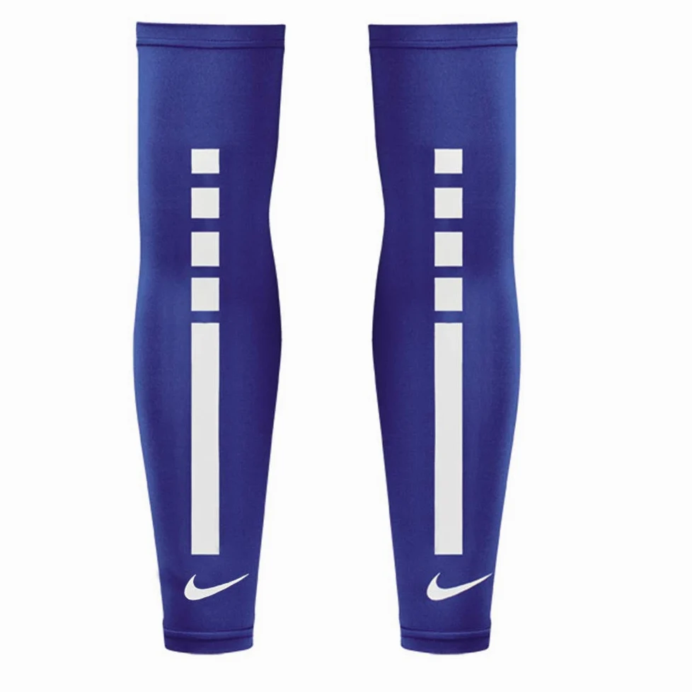 Nike - Par de mangas para cubrir brazos Elite UV Sleeves Basket Ciclismo Mangas (L/XL, Azul y Blanco)
