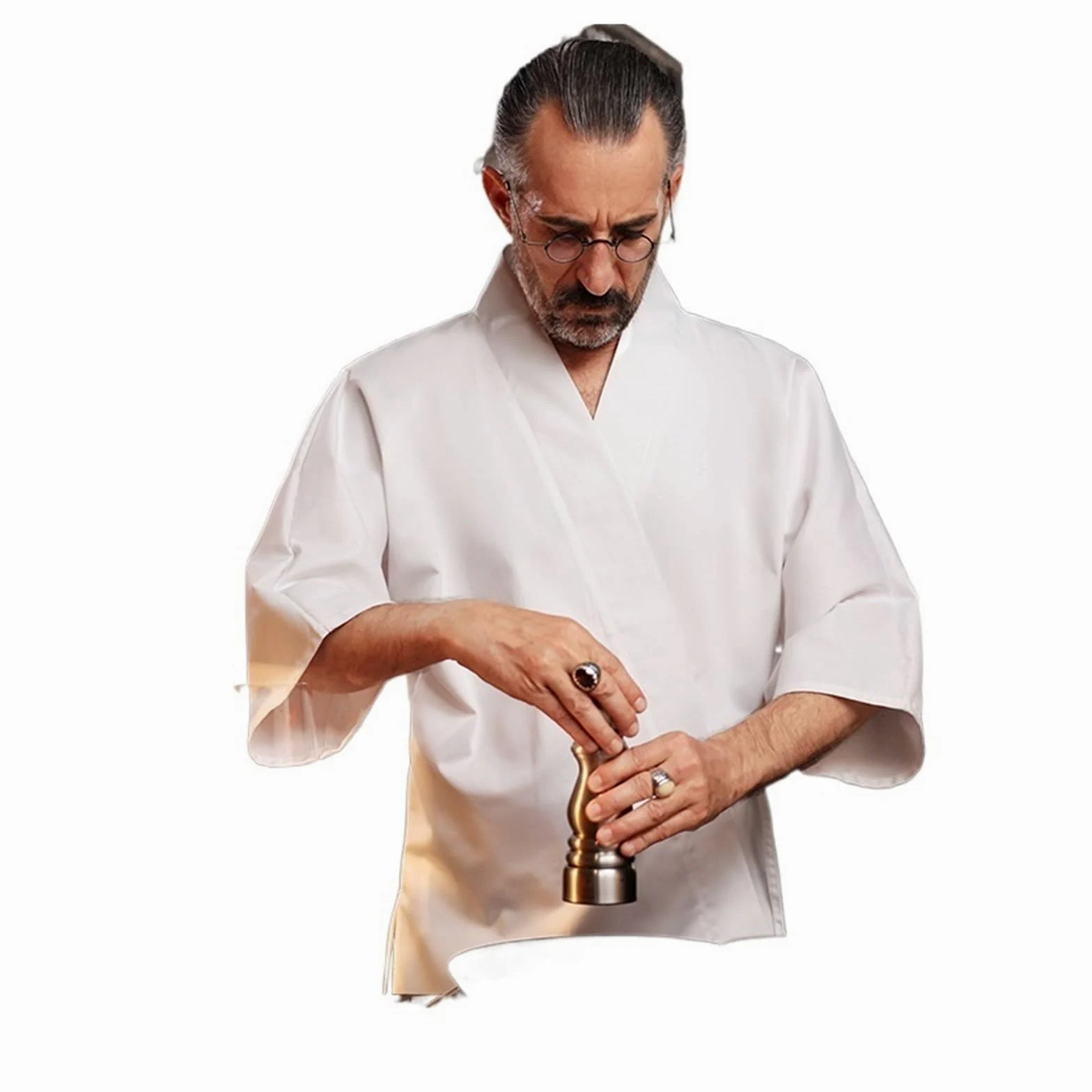 Ropa De Cocinero Uniforme de Chef Traje de Trabajo for Restaurante Ropa de Camarero for Chef(White,XXXL)