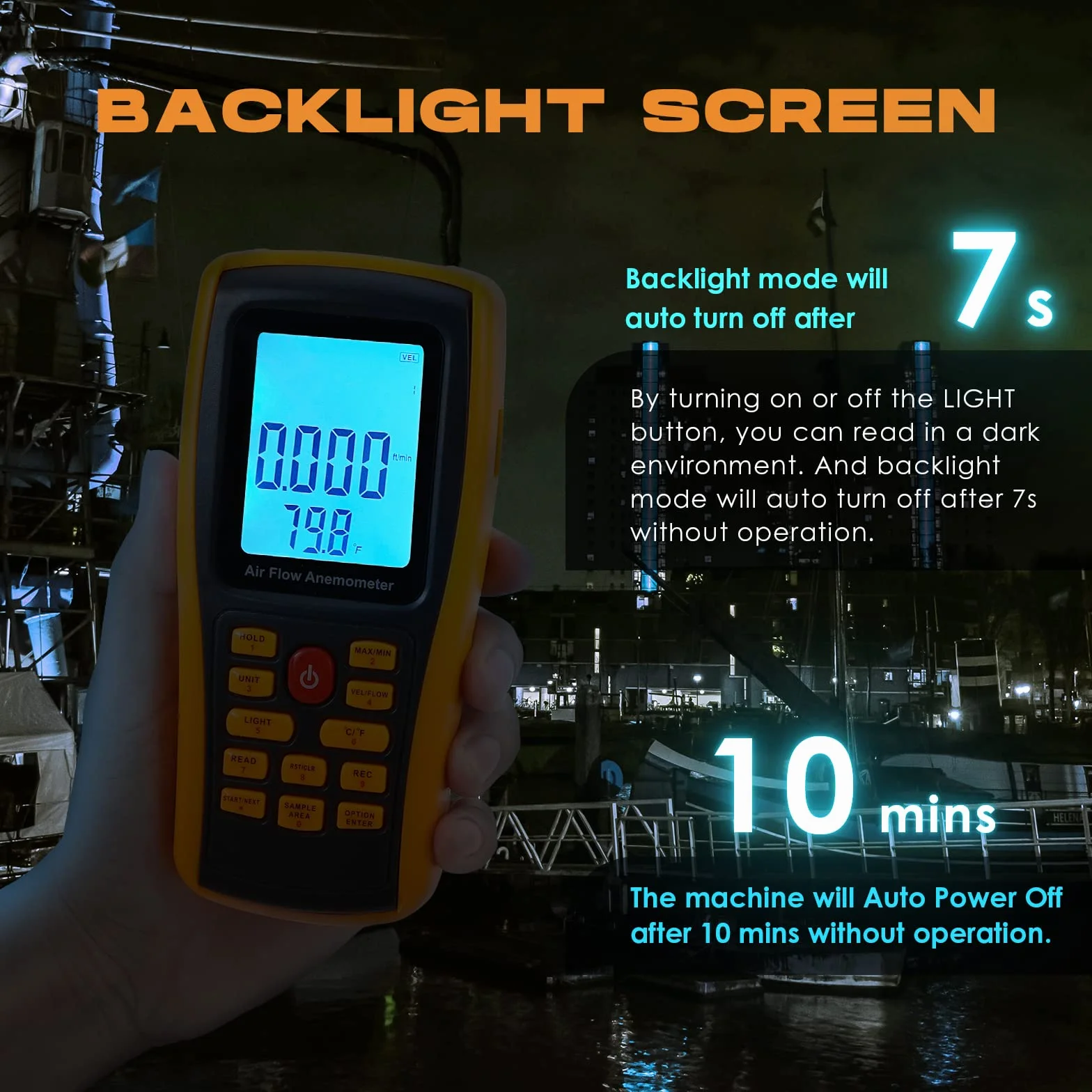 Bonvoisin Anemómetro de mano CFM CMM Medidor velocidad flujo aire pantalla LCD retroiluminada HVAC conducto