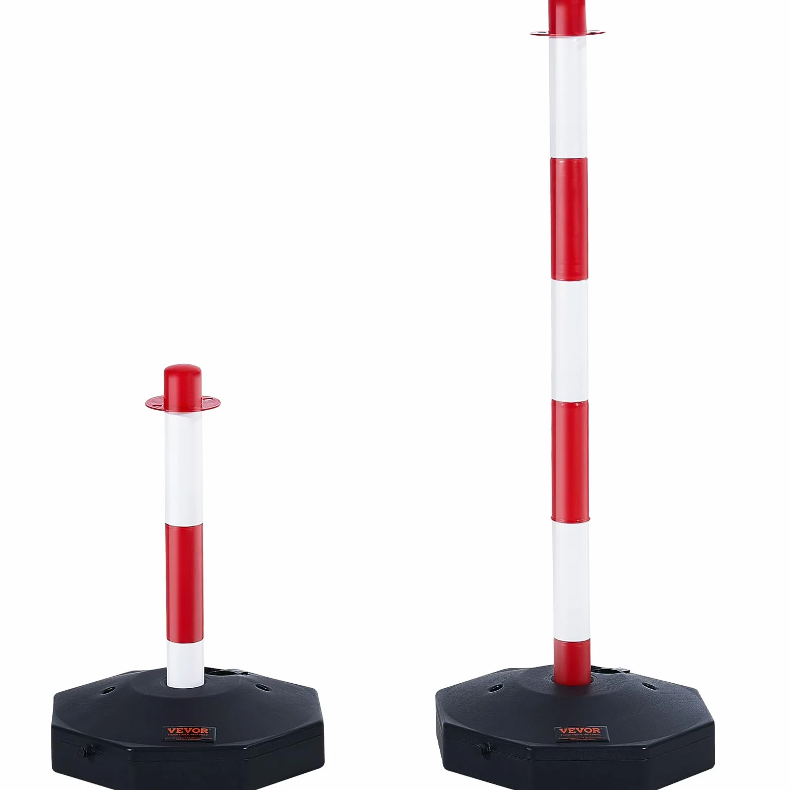 VEVOR Poste de Tráfico 2 Piezas, Cono Altura Ajustable con Cadena 2,4 m, Rojo y Blanco
