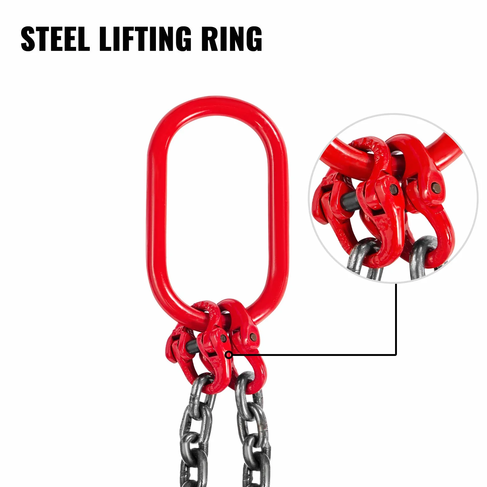 VEVOR Eslinga de cadena 8 mm 1,8 m doble patas ganchos acero capacidad 3 T grado 80 elevación