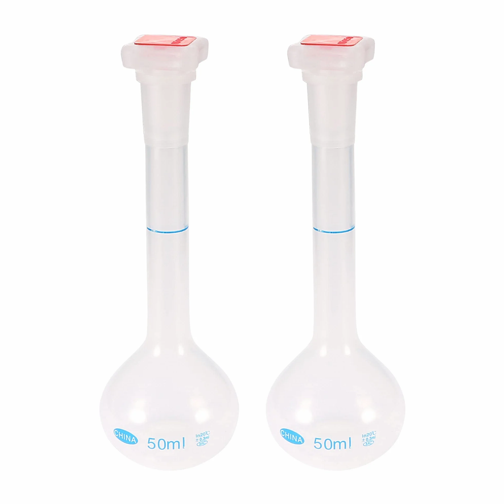 Sourcing Map 2pcs 50ml Plástico Matraz Volumétrico de Cuello Largo A Prueba de Calor para Laboratorio