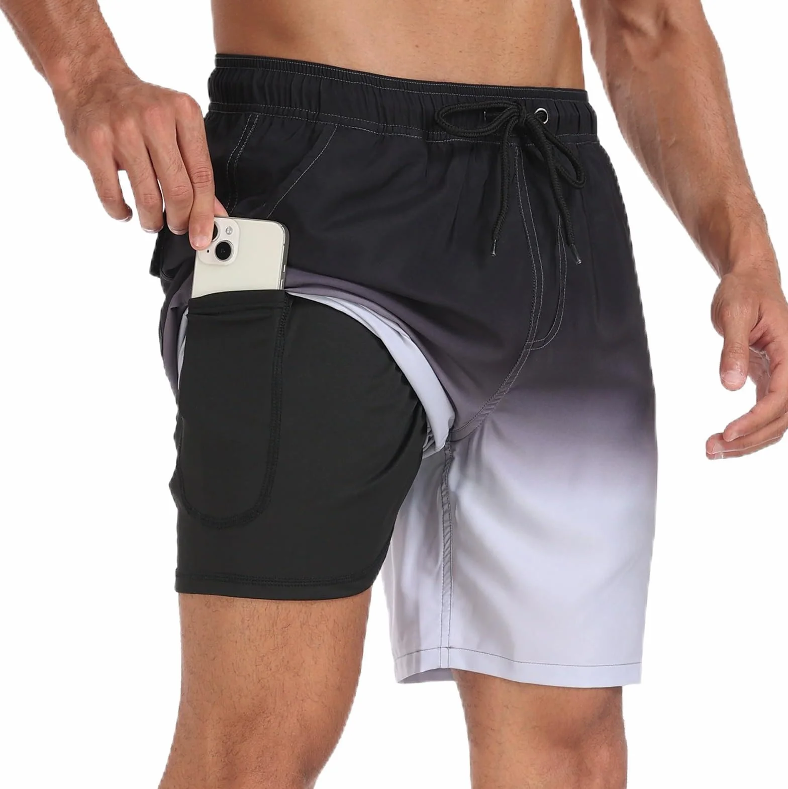 Pantalones Cortos de Natación para Hombre Pantalones Cortos de Playa de Tabla de Natación en Seco Rápido con Forro de Compresión y Bolsillos M-3XL