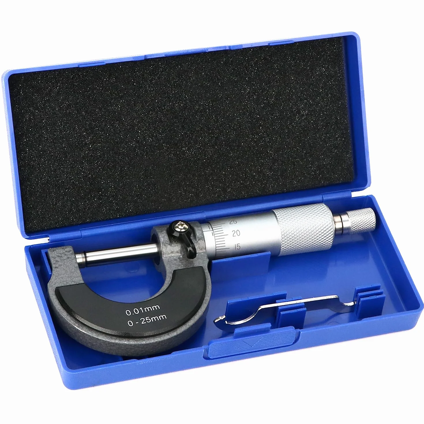 QWORK Micrómetro exterior 0-25 mm resolución 0,01 mm