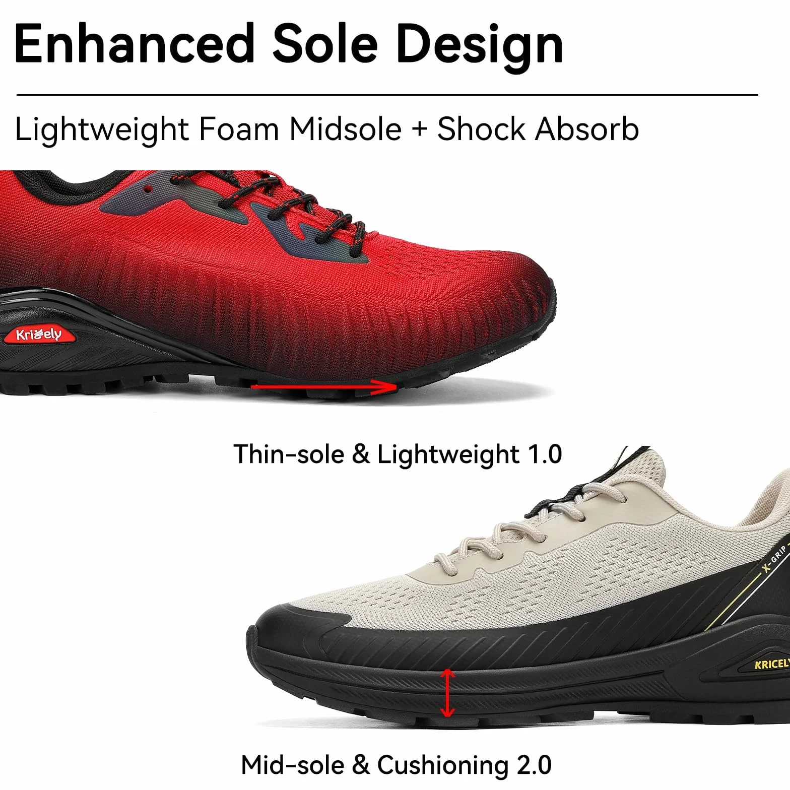 Kricely Zapatillas de Trail Running Hombre Zapatillas de Trekking Zapatos de Senderismo Ligero Antideslizantes AL Aire Libre Deporte Tenis Sneakers