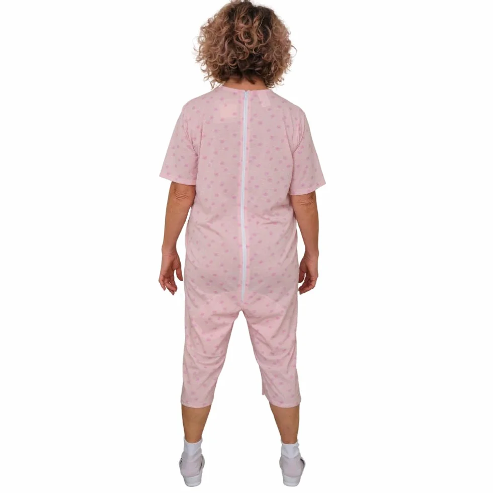 FERRUCCI - Pijama de tutón sanitario confort de manga corta, pantalón corto, 1 cremallera/cremallera detrás de la espalda de verano
