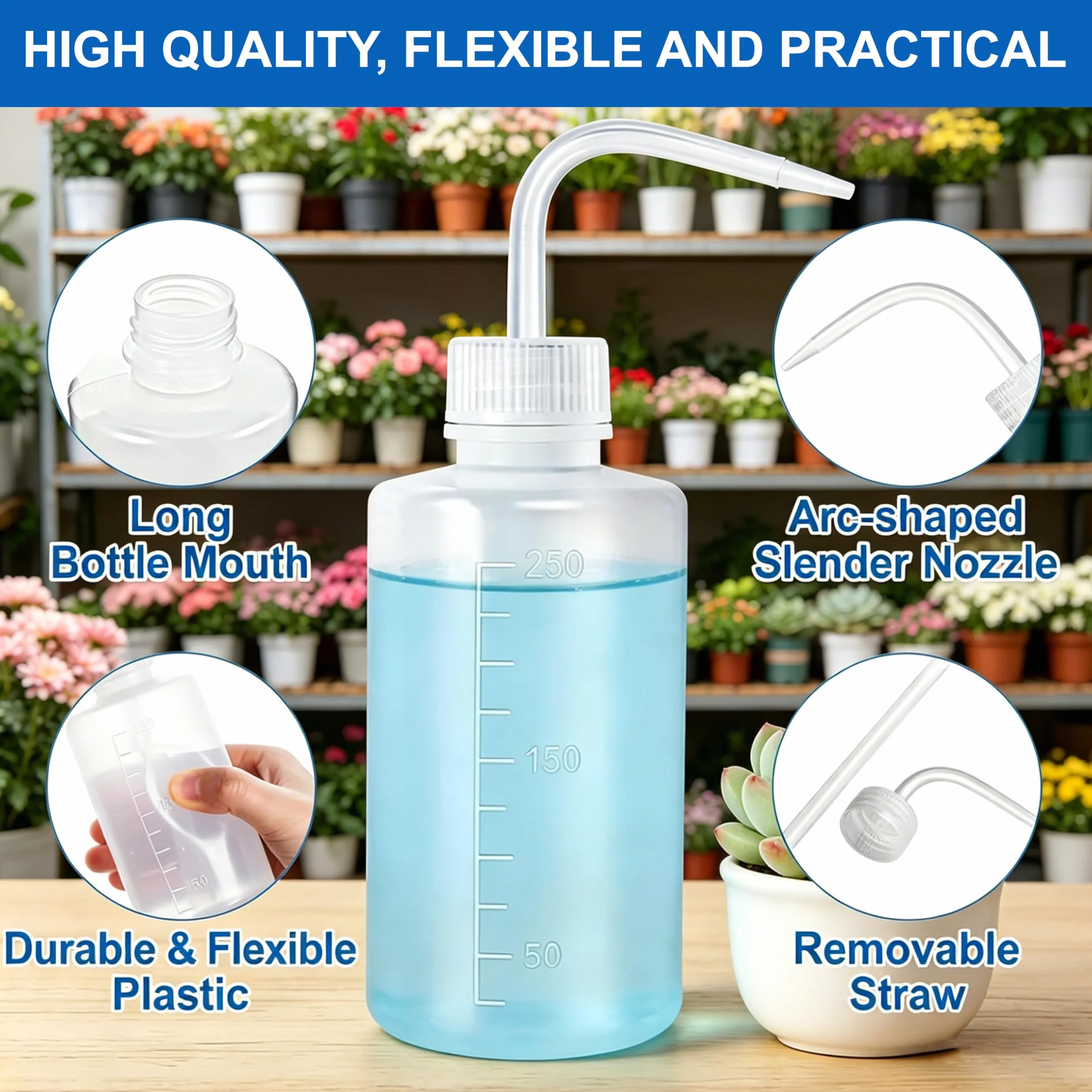Botellas de Lavado 500 ml, Plástico Transparente, Squeeze Wash Bottle con Embudo para Laboratorio