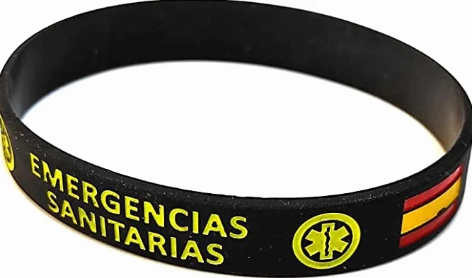 Pulsera de Goma de Silicona Gruesa Emergencias Sanitarias Escudo Bandera 2 Unidades