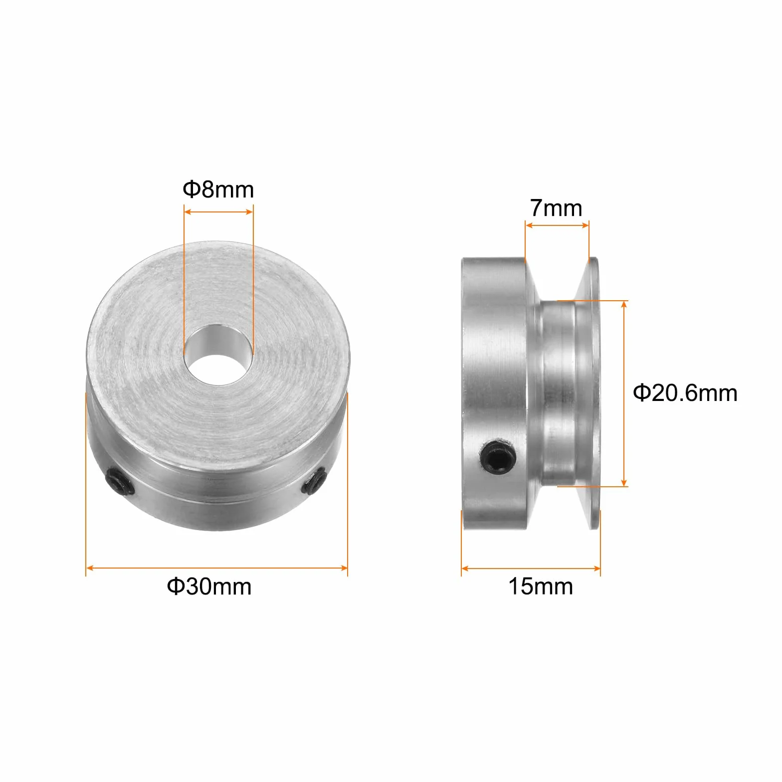 sourcing map Polea de Ranura Única 8mm 30mm Aleación de Aluminio con Llave Hexagonal para Máquina de Perforación