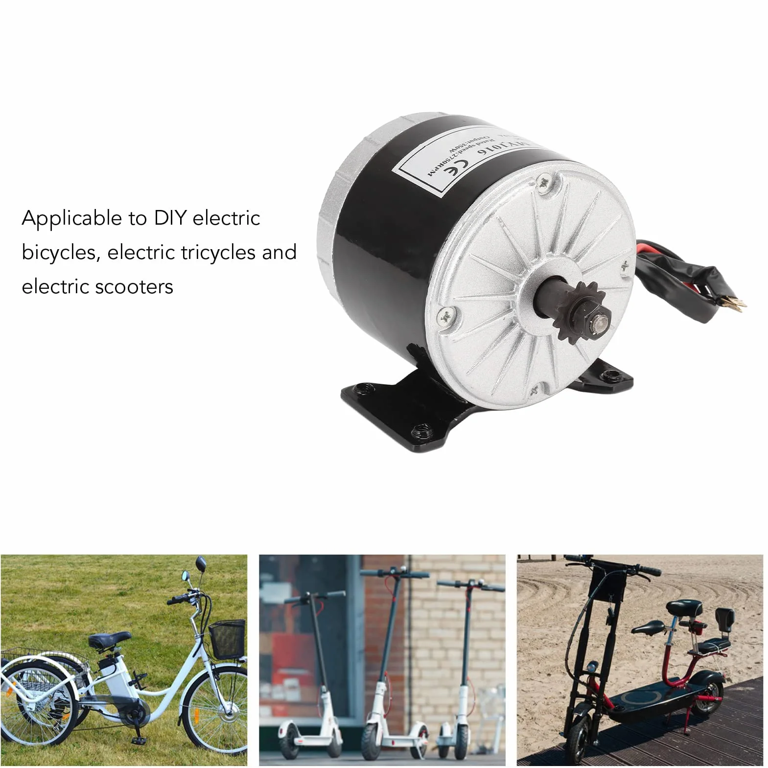 Motor Eléctrico de Reducción de Engranajes 24V 350W 2750 RPM para Bicicleta Eléctrica