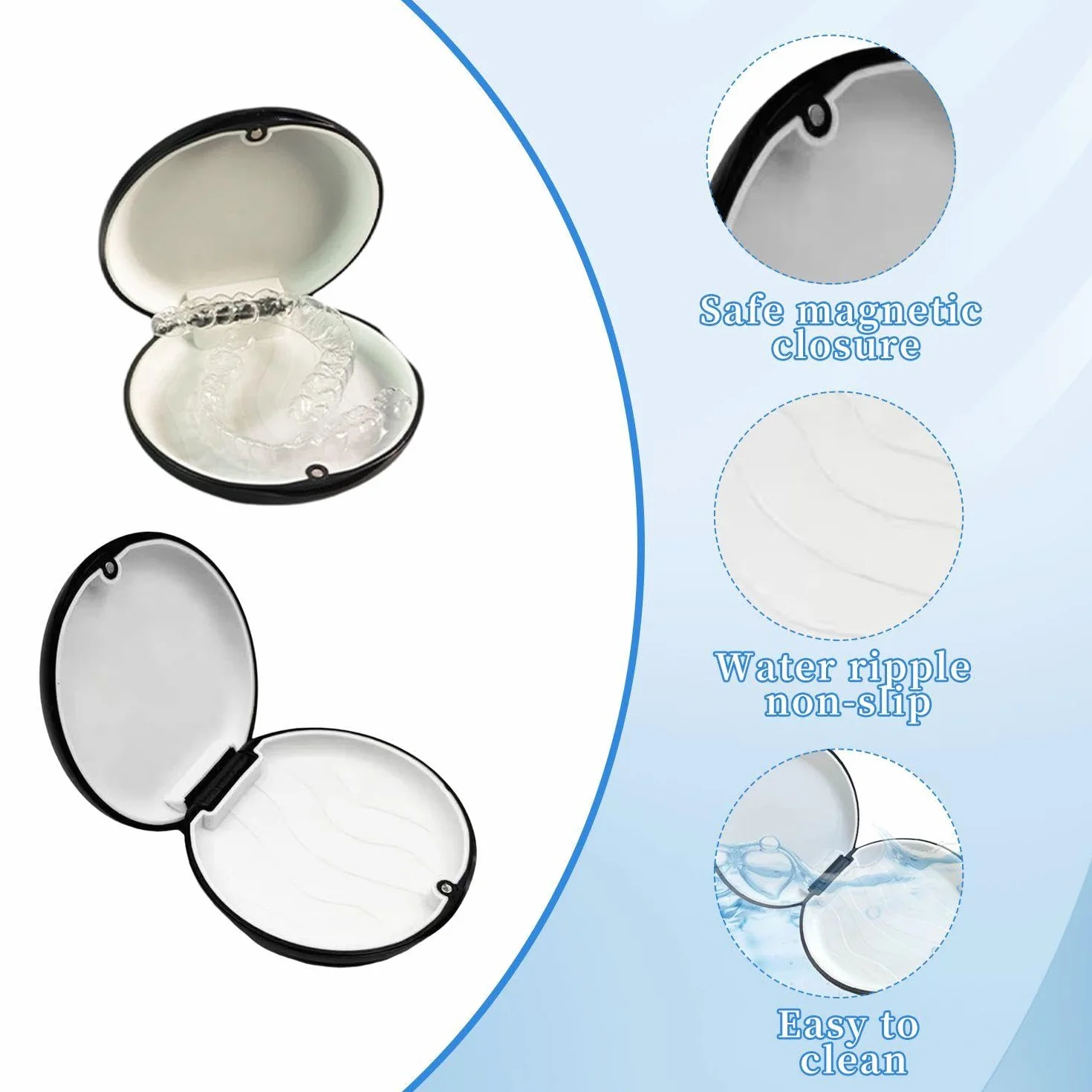Caja Dental Magnética 2 Piezas, Almacenamiento Aparatos Ortopédicos Sellada Portátil