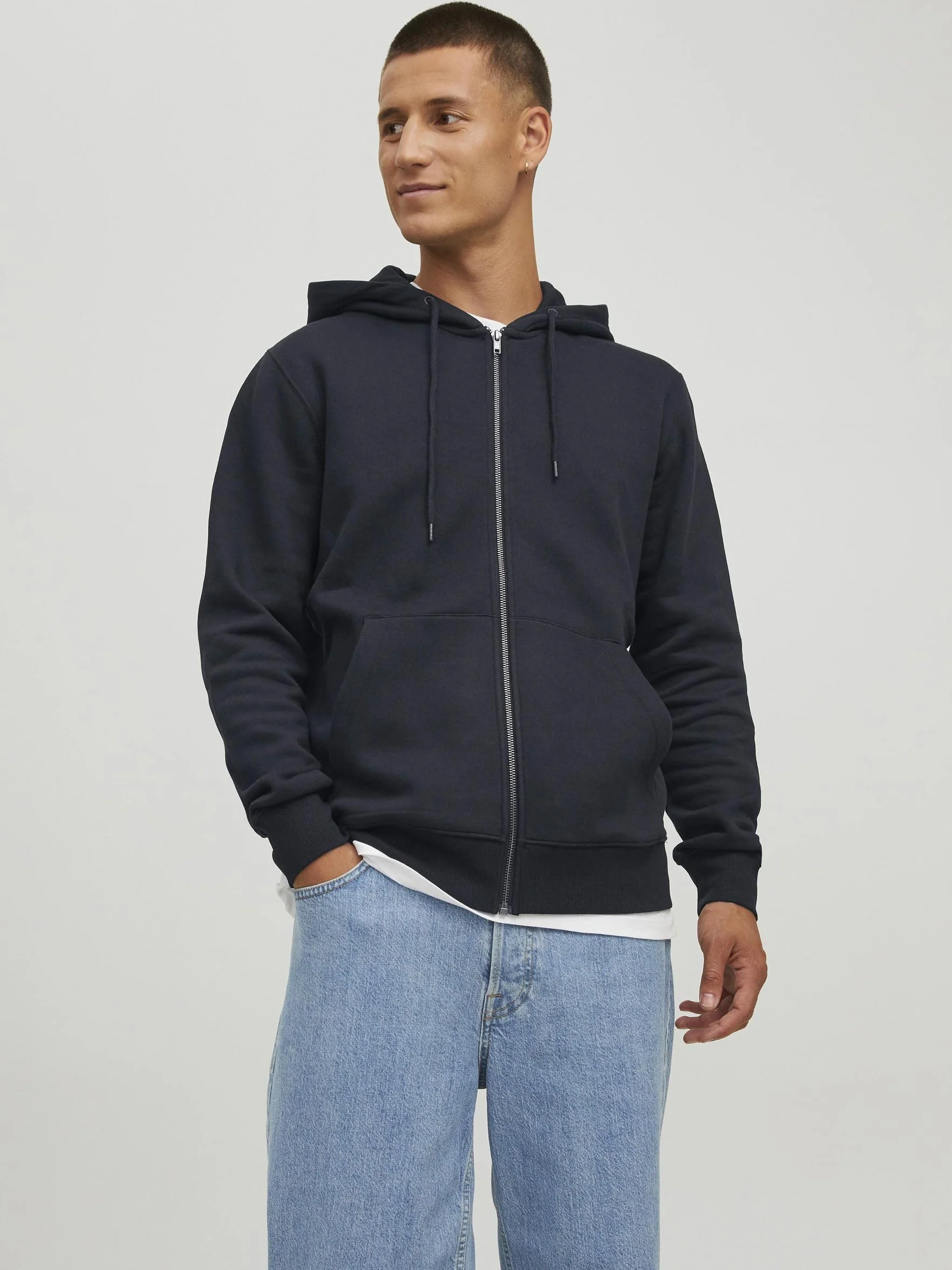 JACK & JONES Zip Hoodie Plain Zip Hoodie