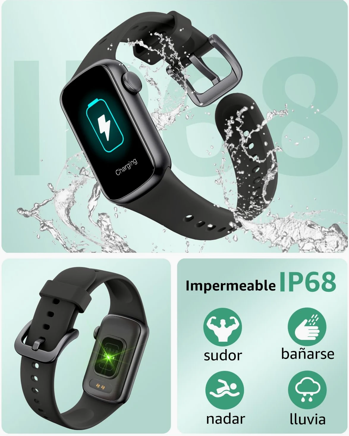 IMFRCHCS Reloj Inteligente Hombre Mujer, 1.47" Smartwatch con Notificaciones, Monitor de Sueño, 137+ Modos Deportivos, IP68 Impermeable, Pulsera Actividad para Android iOS