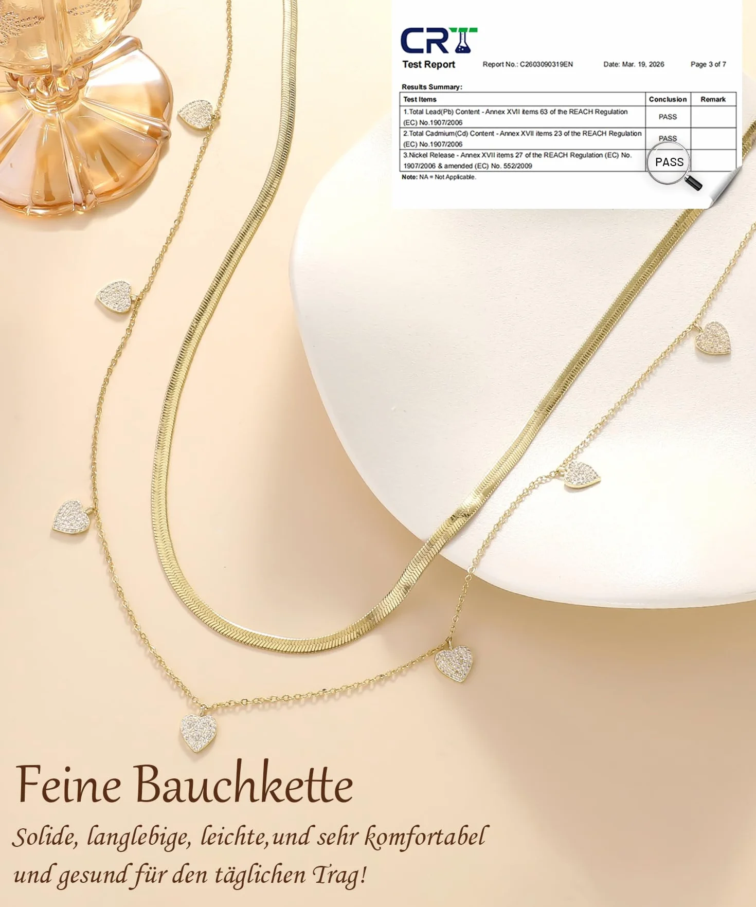 ZOERAY 2 cadenas de cintura doradas resistentes al agua con colgante chapado en oro de 18 quilates para mujer, cadena de cintura multicapa, cadena de cintura dorada, cadena ajustable para el cuerpo
