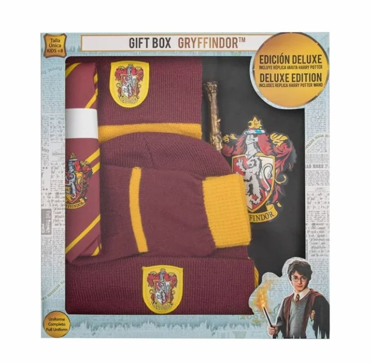 Harry Potter Gryffindor Caja Regalo Deluxe Capa Corbata Gorro Guantes Bufanda Varita