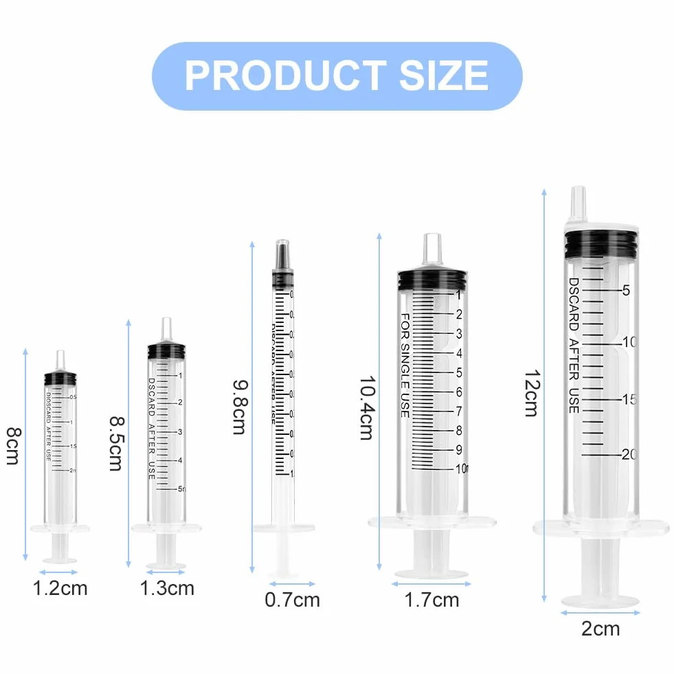 OFFCUP Juego de Jeringas con Aguja 1/2/5/10/20ml Punta Roma 5pcs para Uso Industrial