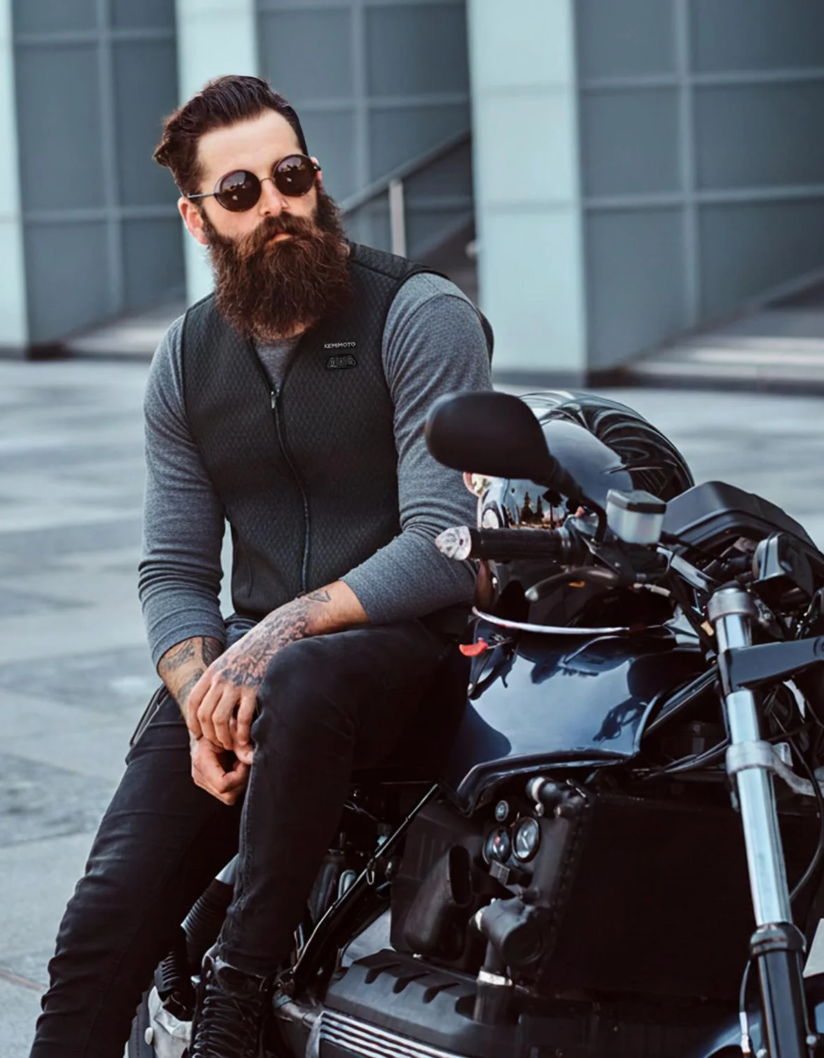 KEMIMOTO Chalecos Calefactable, Chalecos Calefactables Hombre 6 Zonas de Calentamiento con Función de Luces Apagadas, Tela de Buceopara y Forro Terciopelo Cristal, para Esquí Pesca Moto (Sin Batería)