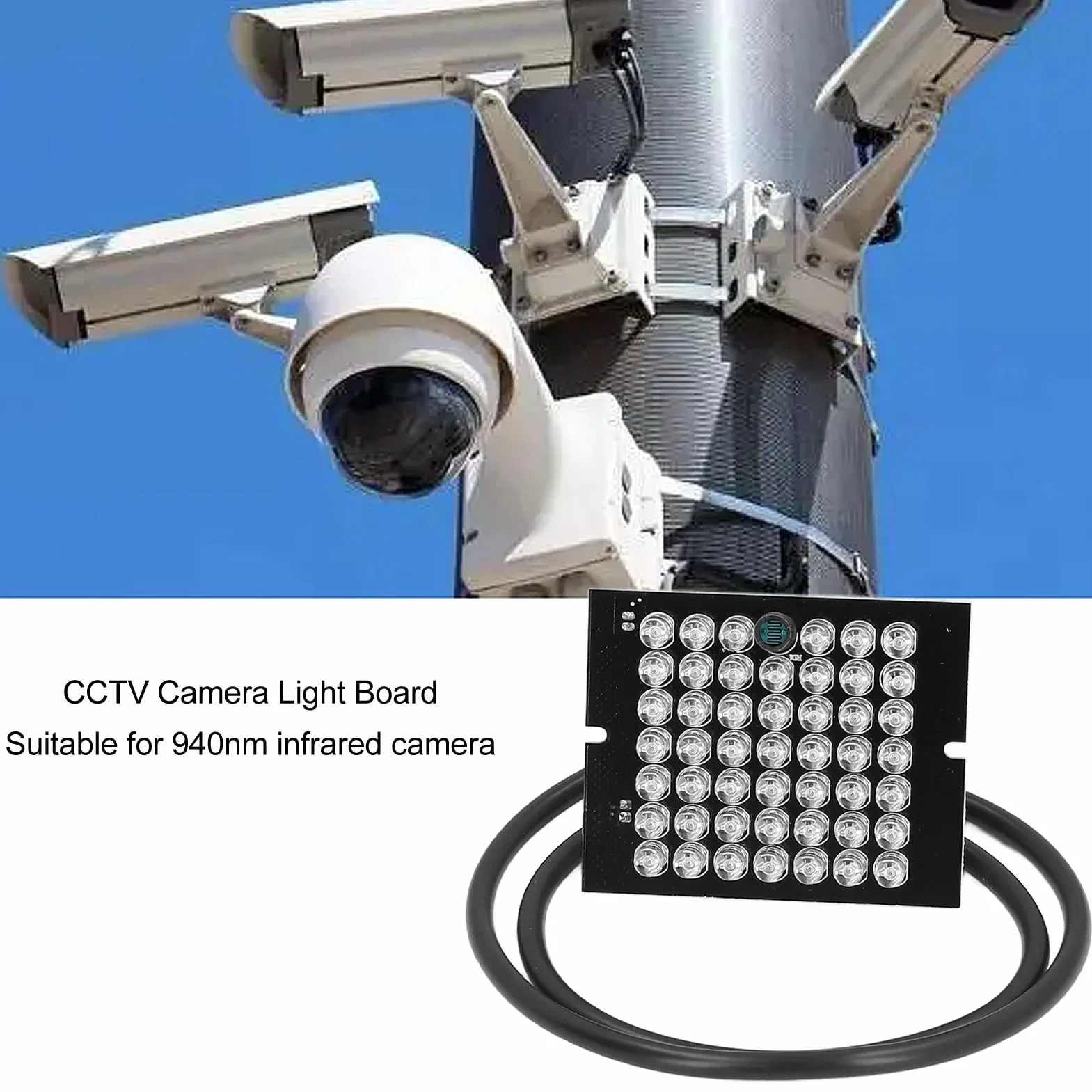 Tablero de Luz Infrarroja 940 NM 48 LED para Cámara de Seguridad CCTV