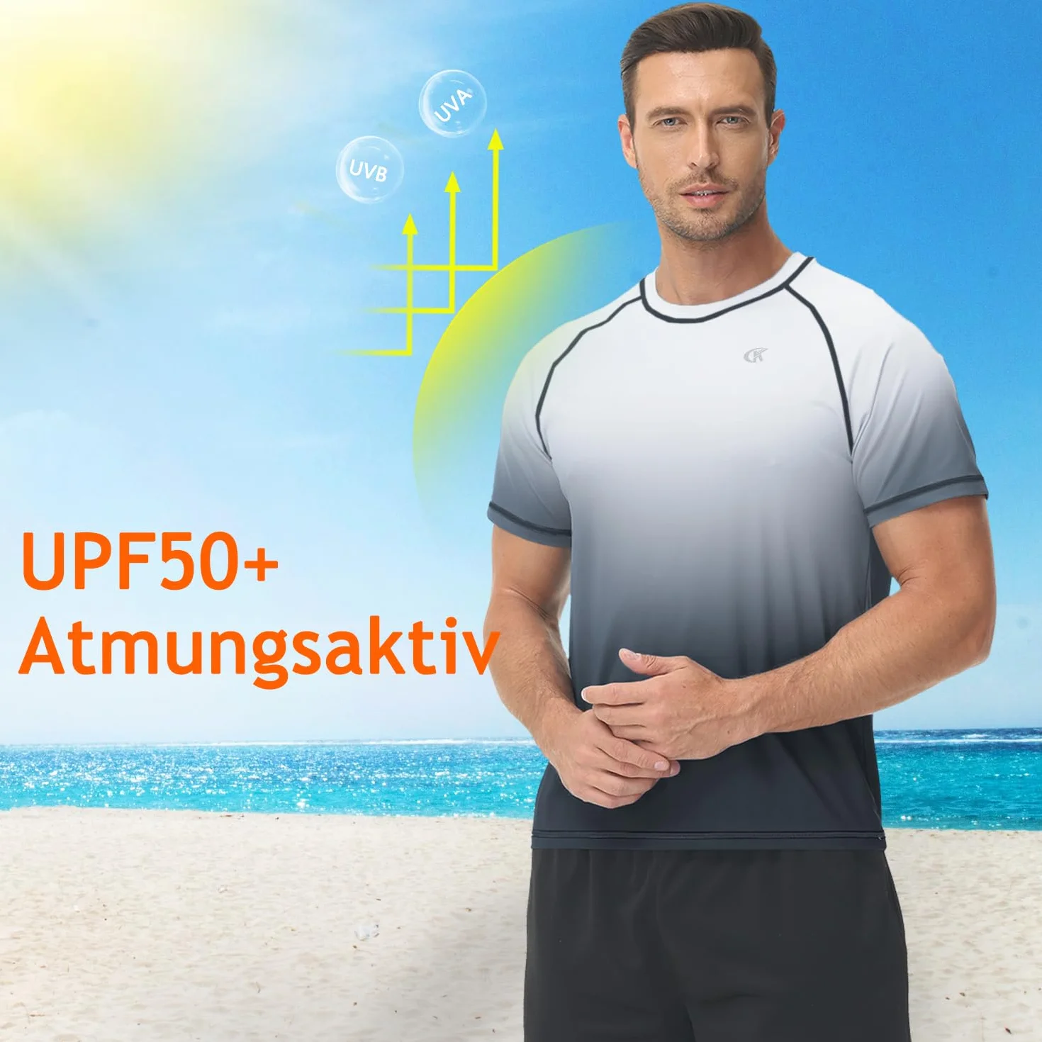 Camiseta Rashguard Hombre UV Manga Corta Secado Rápido Transpirable Surf Natación