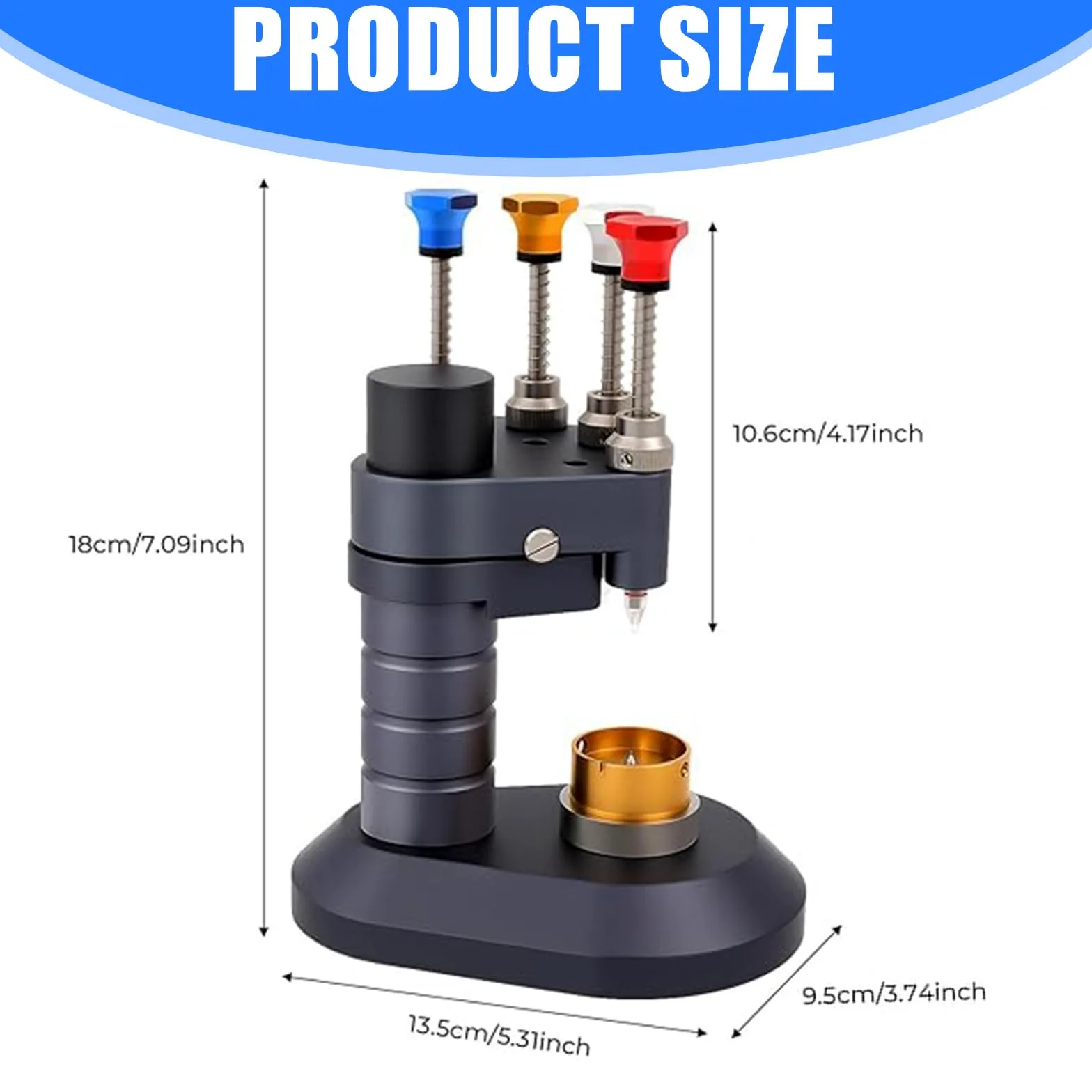 Prensador de mano profesional de 4 pines para reloj, 8 agujas con boquillas de acero para reparaciones precisas de relojeros, herramienta de instalación manual profesional