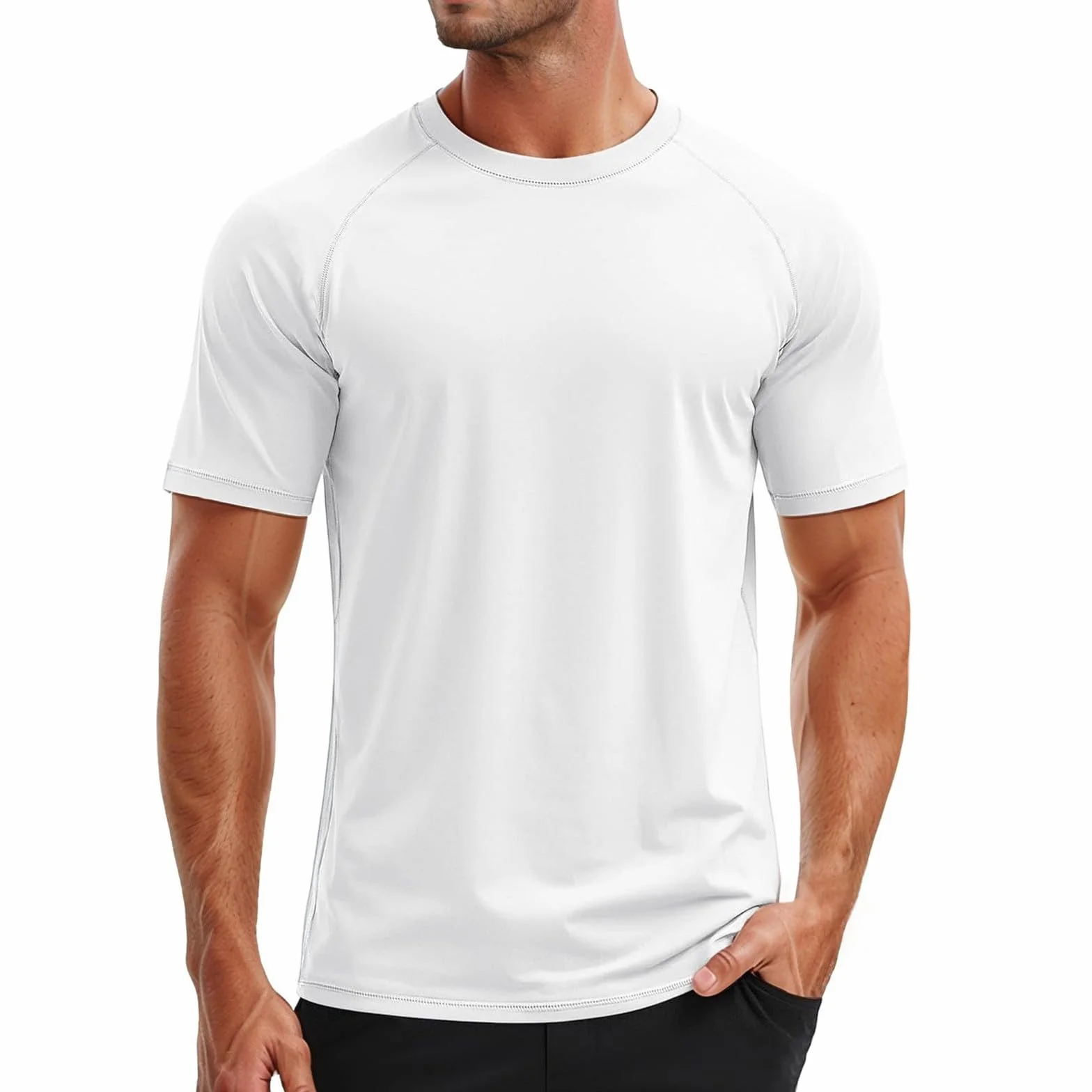 Generisch Camiseta de natación para hombre de manga corta UPF 50+