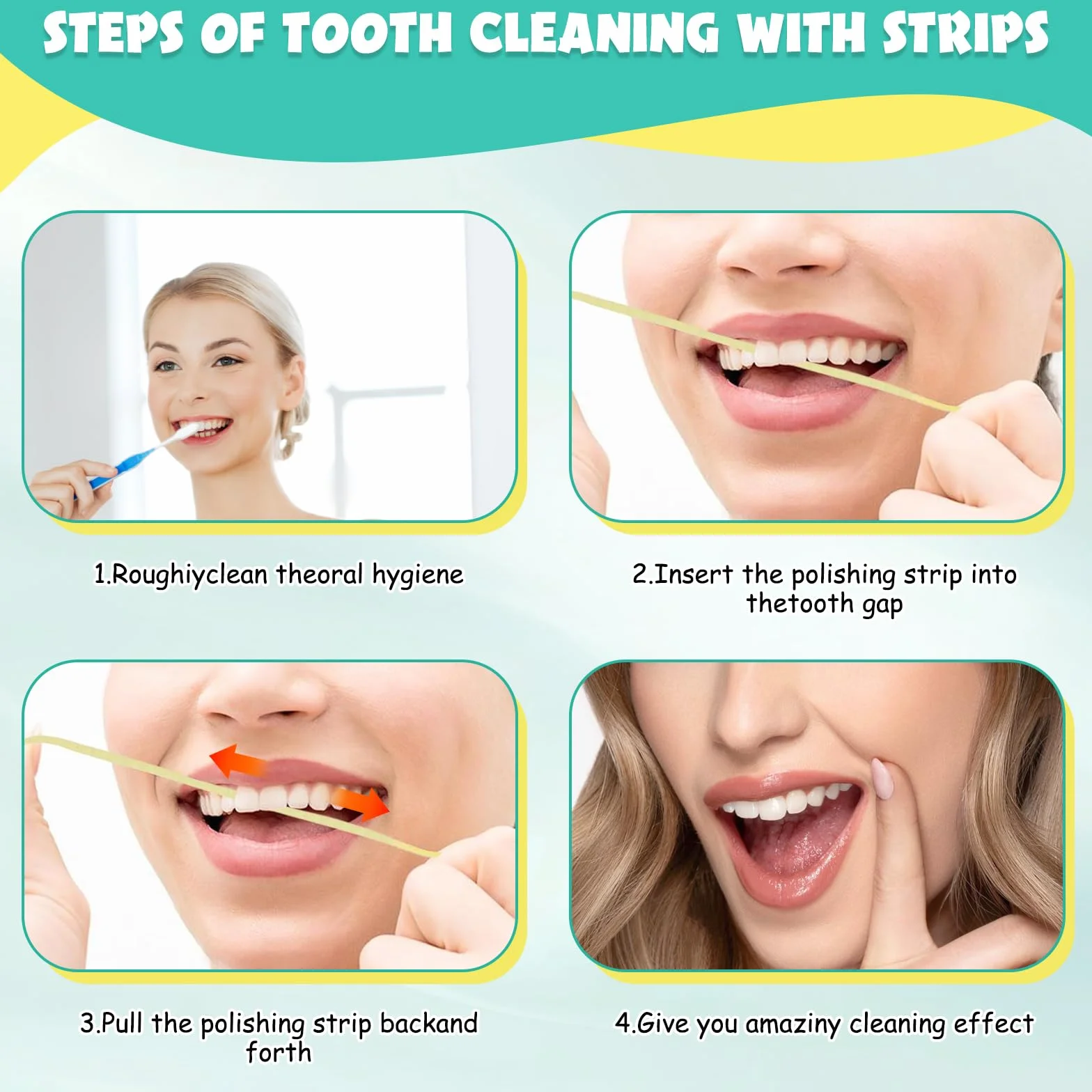 Tira de Pulido Dental Abrasivo, 75 Piezas Bandas para Lijado de Dientes, Limpieza Profunda y Pulido (Amarillo + Verde)