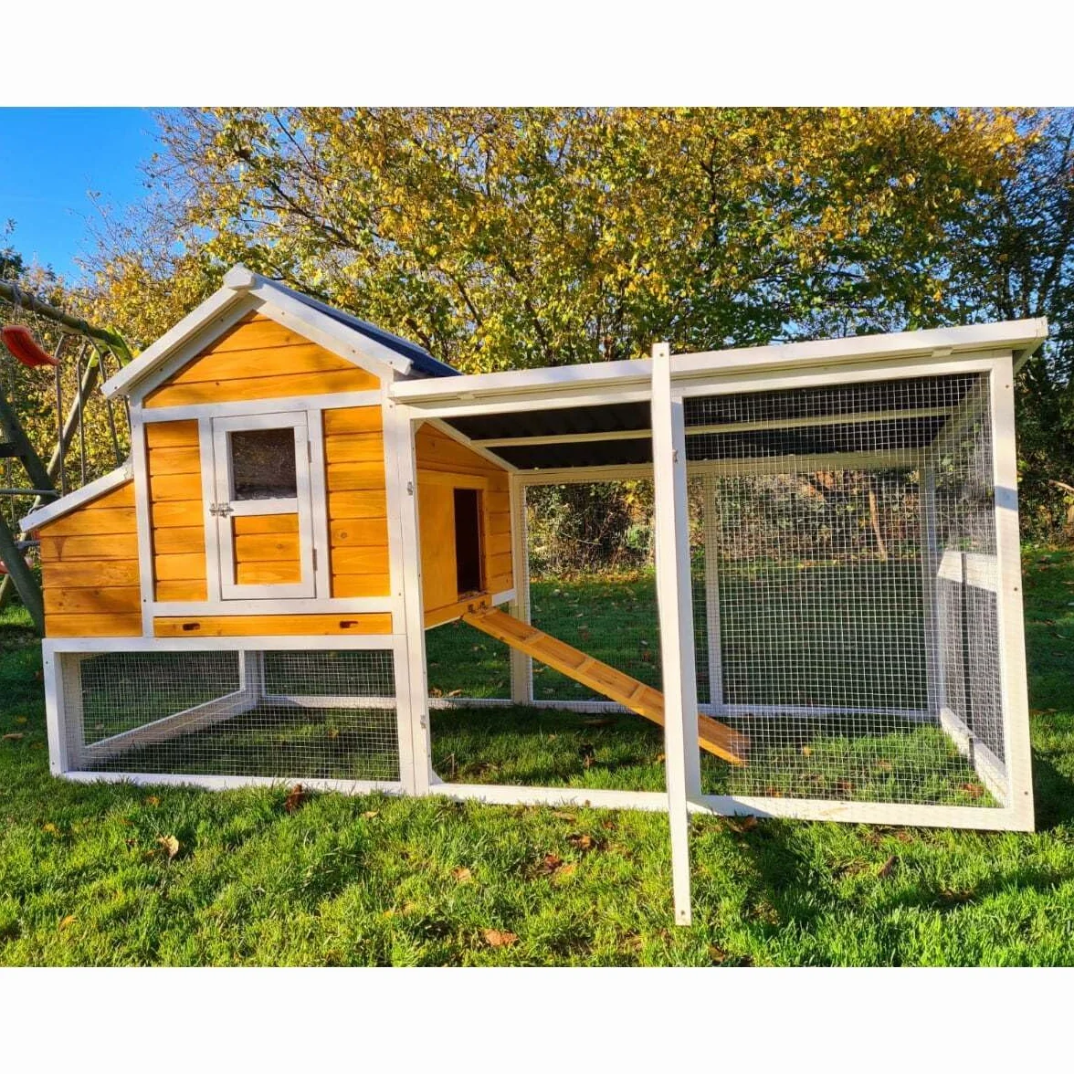 Animal Valley Gallinero de techo reforzado 2,36 x 1,1 x 1,24 m para 6-8 gallinas