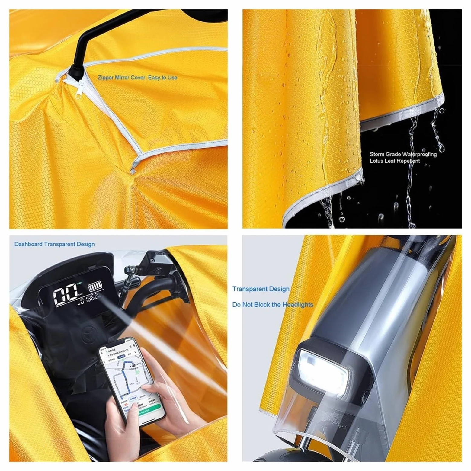 Poncho de lluvia para scooter de movilidad, Capa de lluvia unisex a prueba de viento con cubierta de espejo retrovisor, for motocicleta E-bike (color: rojo, tamaño: M)