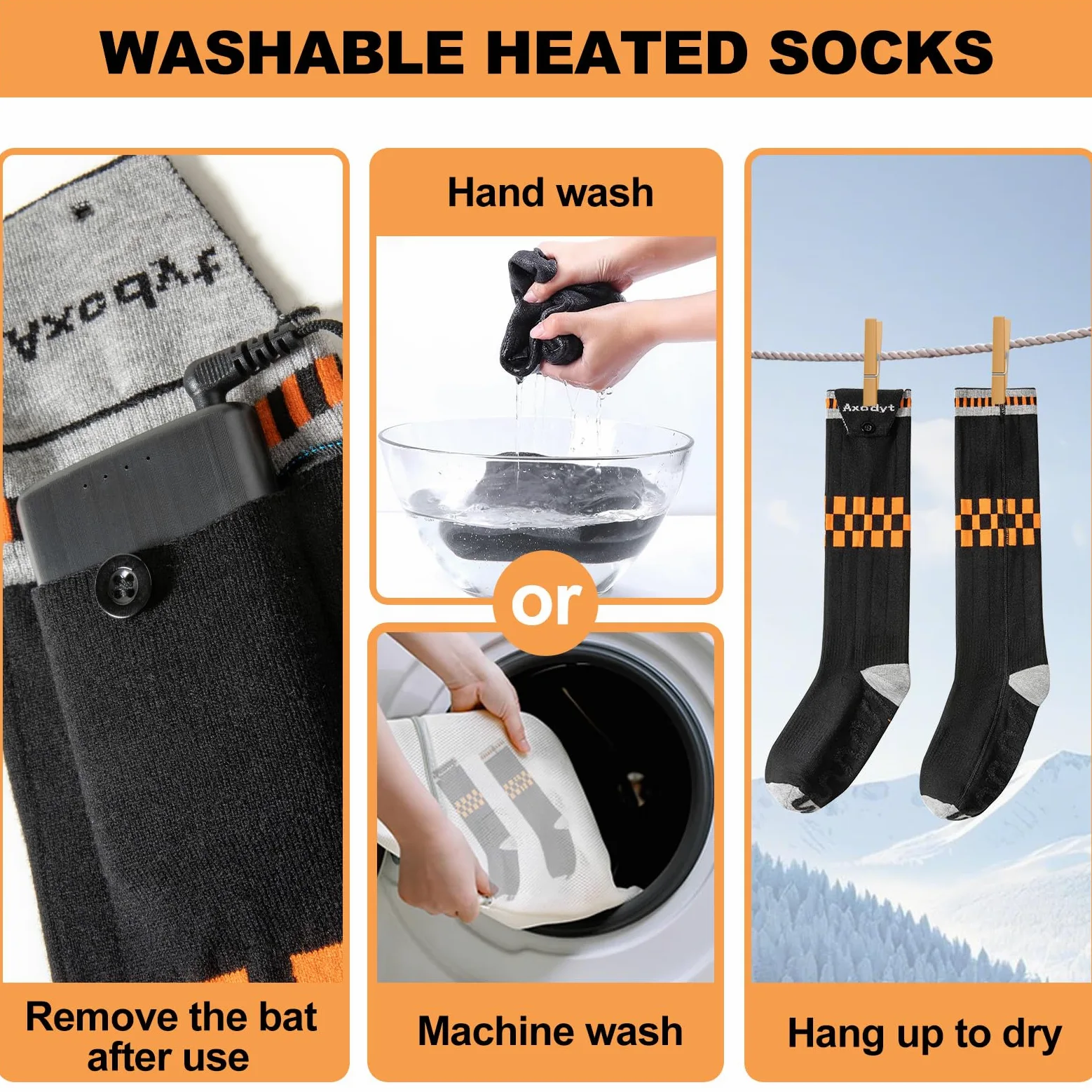 Calcetines con calefacción, funciona con pilas, 2 baterías recargables, control de aplicación, negro, talla única