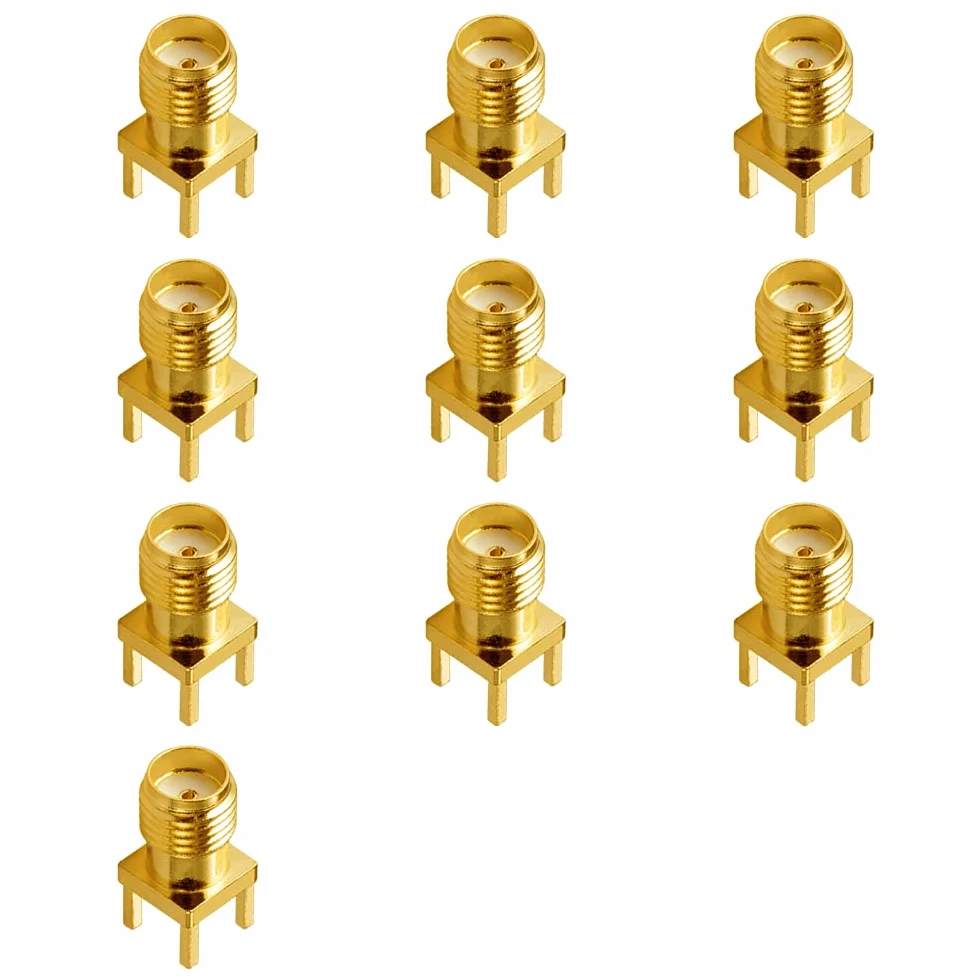 SMA Hembra Conector Jack PCB Panel de Montaje Borde 4 Pines Recto Vecys 10PCS