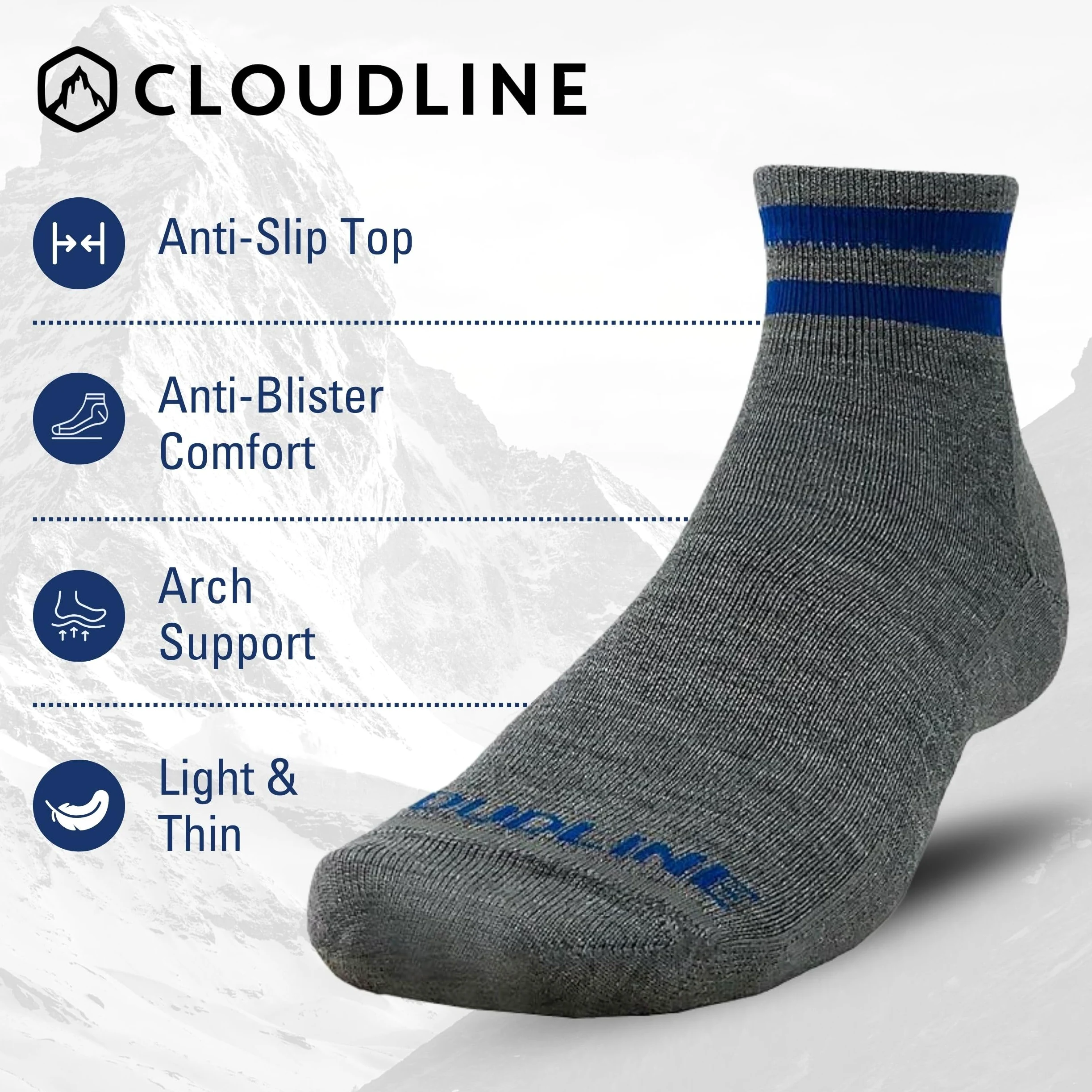 CloudLine Calcetines Quarter Crew-Ultraligeros Correr para Hombre