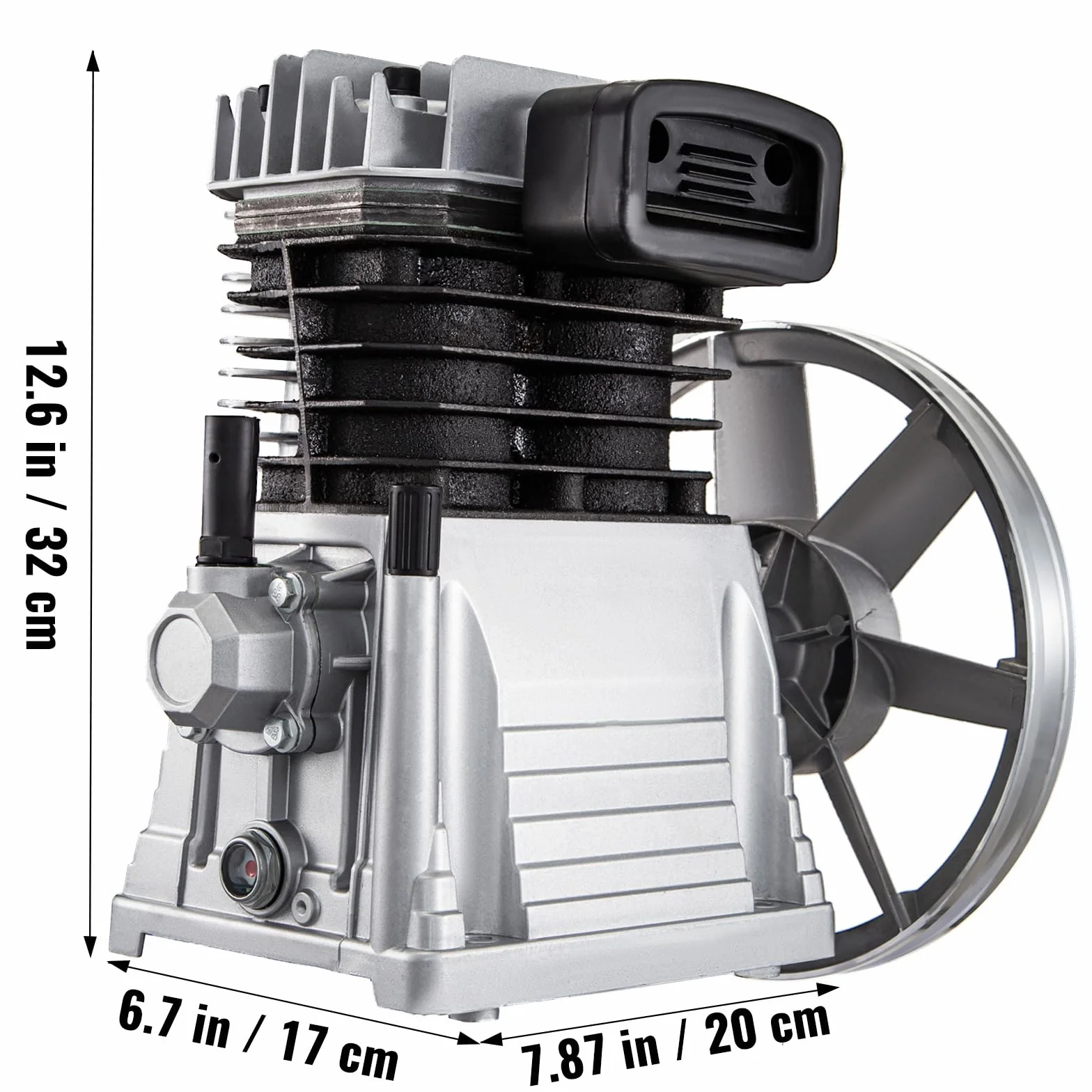 VEVOR Bomba de compresor de aire 375L 3KW pistón doble cilindro 1300rpm 1 etapa 11 bar aluminio