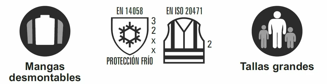 WORKTEAM Cazadora Piloto Alta Visibilidad Impermeable Clase 2 con Mangas Desmontables