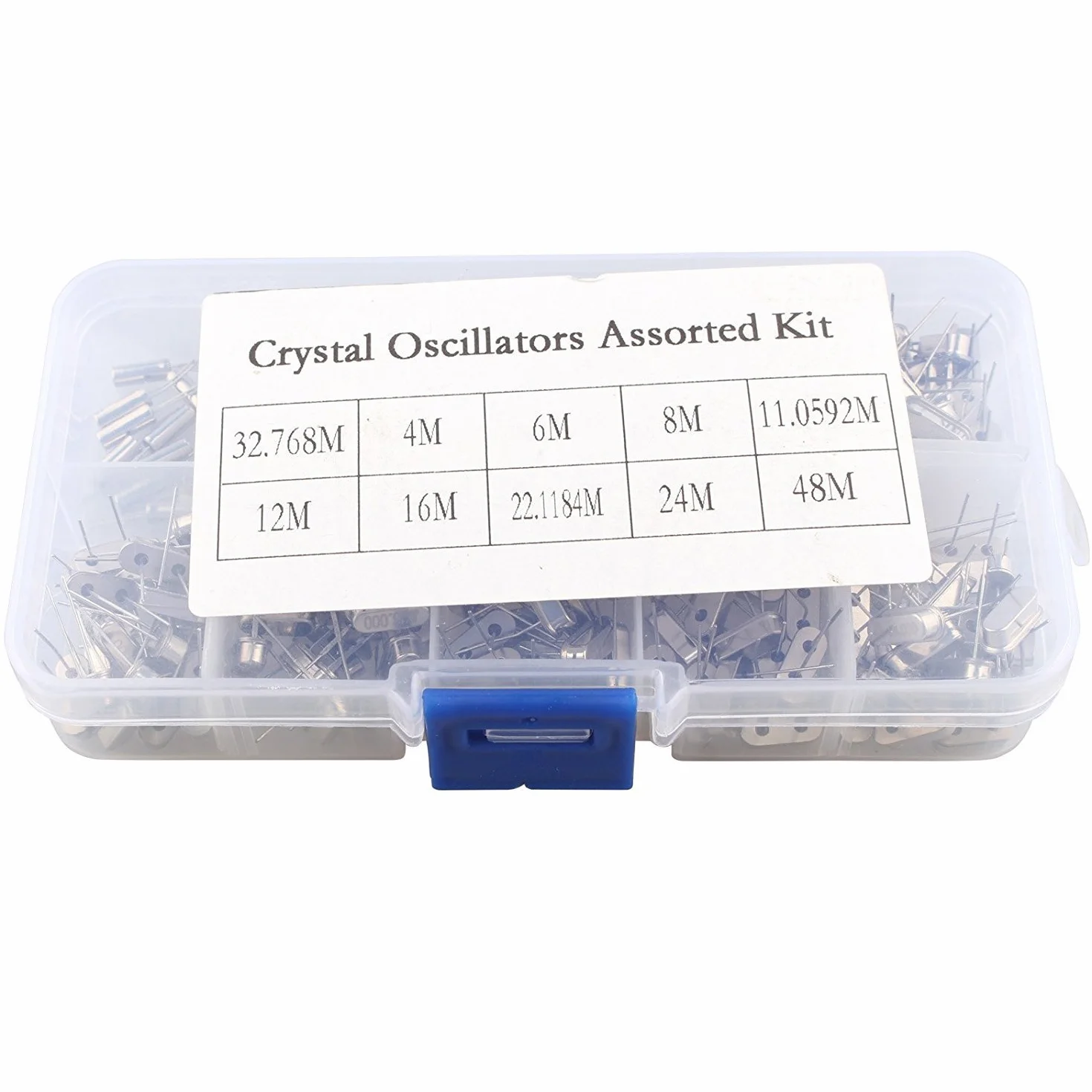 DollaTek 200PCS 32.768KHz ~ 48MHz Juego de Osciloscopio de Cristal de Cuarzo Surtido con Caja de Plástico