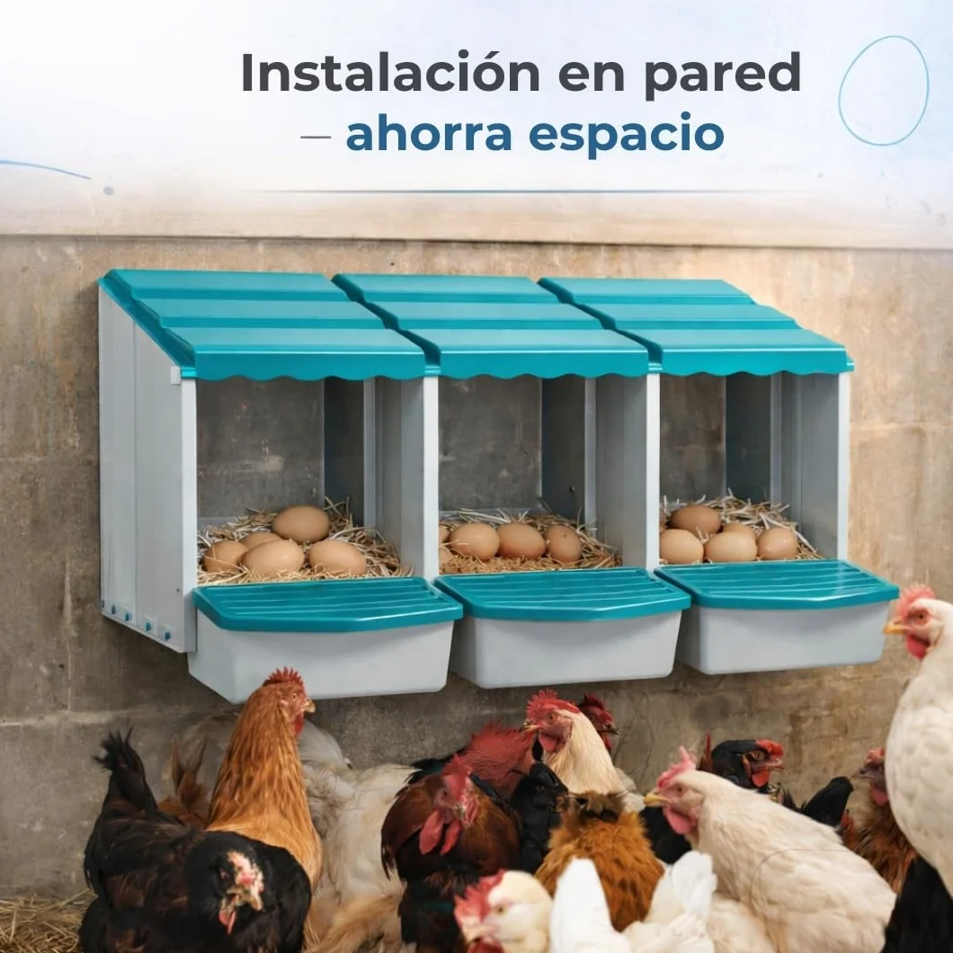 PONEDEROS para GALLINAS con 3 Huevos Falsos, Bolsa de Tela, Manual y Guía de Incubación - Nido Gallinas Ponedoras