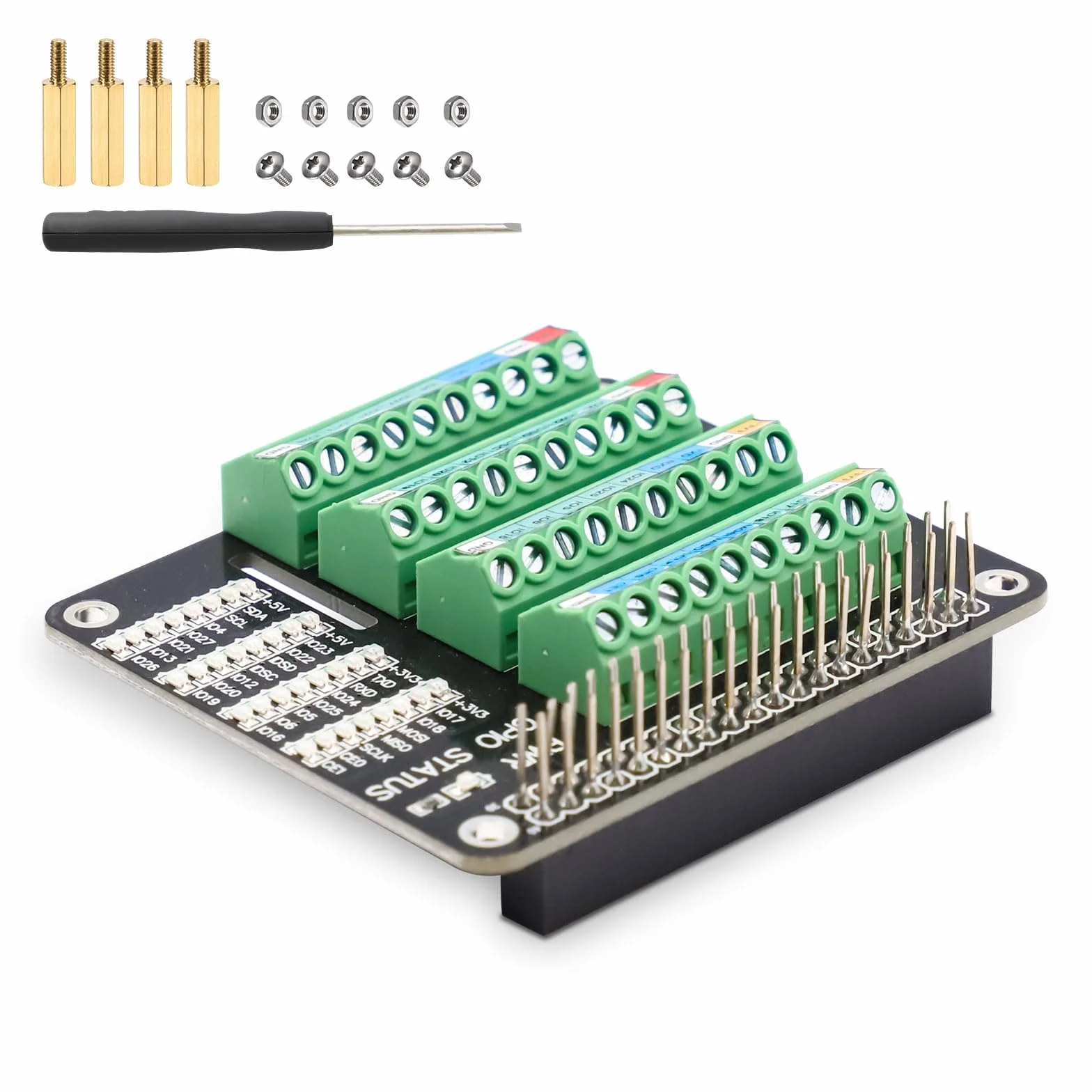 Schraubklemmenblock Breakout Board für Raspberry Pi GPIO, Modul mit Status LED für Pi 4B/3B+/3B/Zero