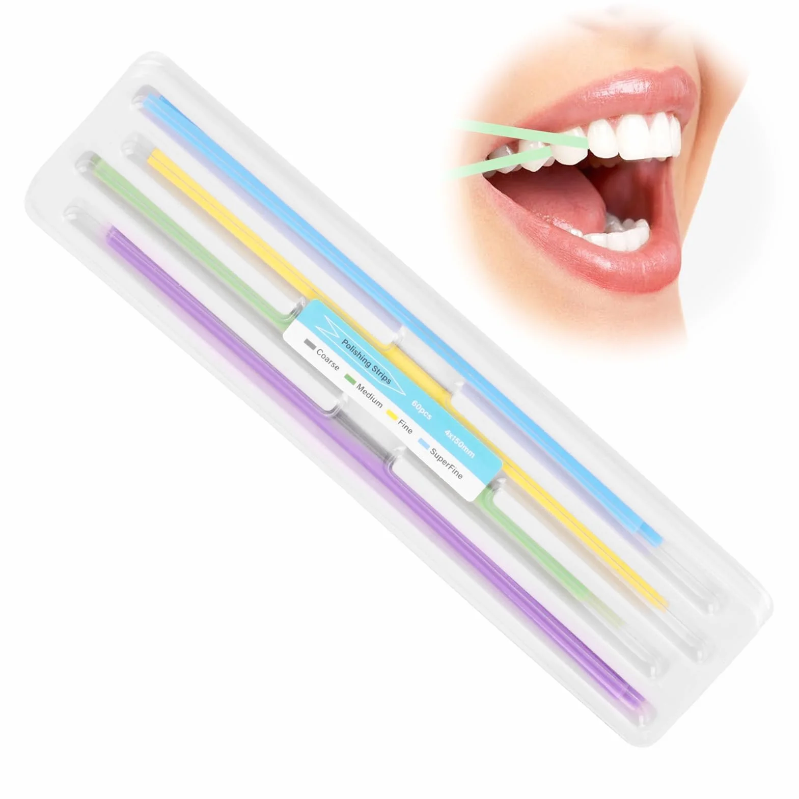 Tira de Pulido Dental 60 Piezas 18×4.5×0.7mm Abrasivos Limpieza Dental Blanqueamiento