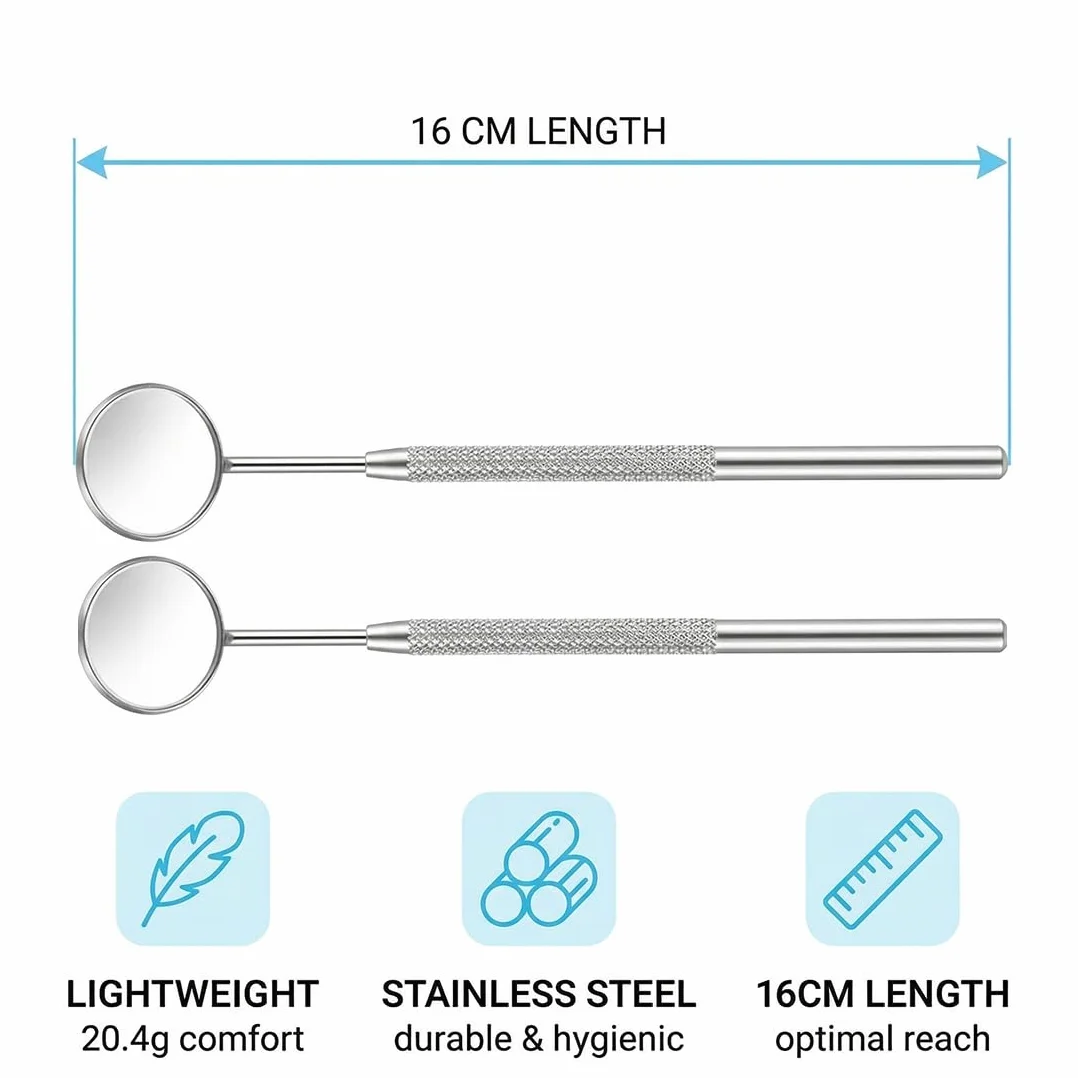 Espejo Dental Acero Inoxidable Anti-Vaho Curvatura 45° 2 Pcs