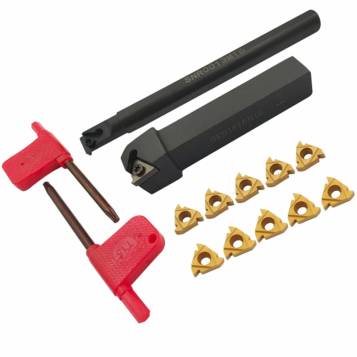 Barra de mandrinado 1/2" 5/8" SNR0013M16 + SER1616H16 Soporte torneado rosca interna con 10 insertos carburo 16ER AG60 16IR AG60