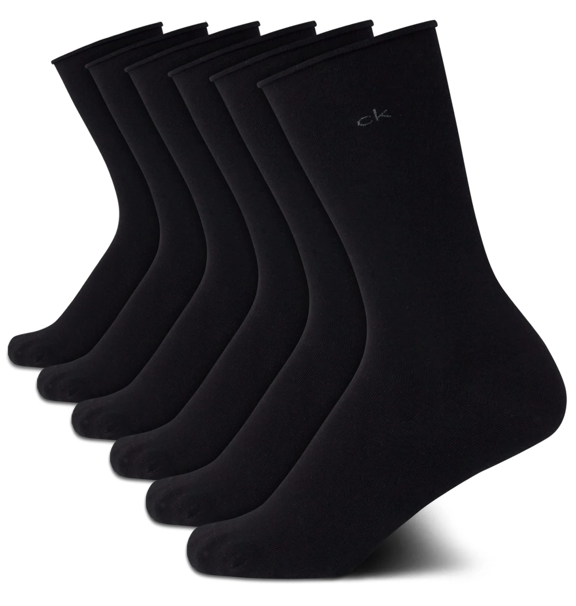 Calvin Klein Calcetines para mujer – Paquete de 6 calcetines de mezcla de algodón suave con puños enrollables para mujer (talla de zapato: 4-10)